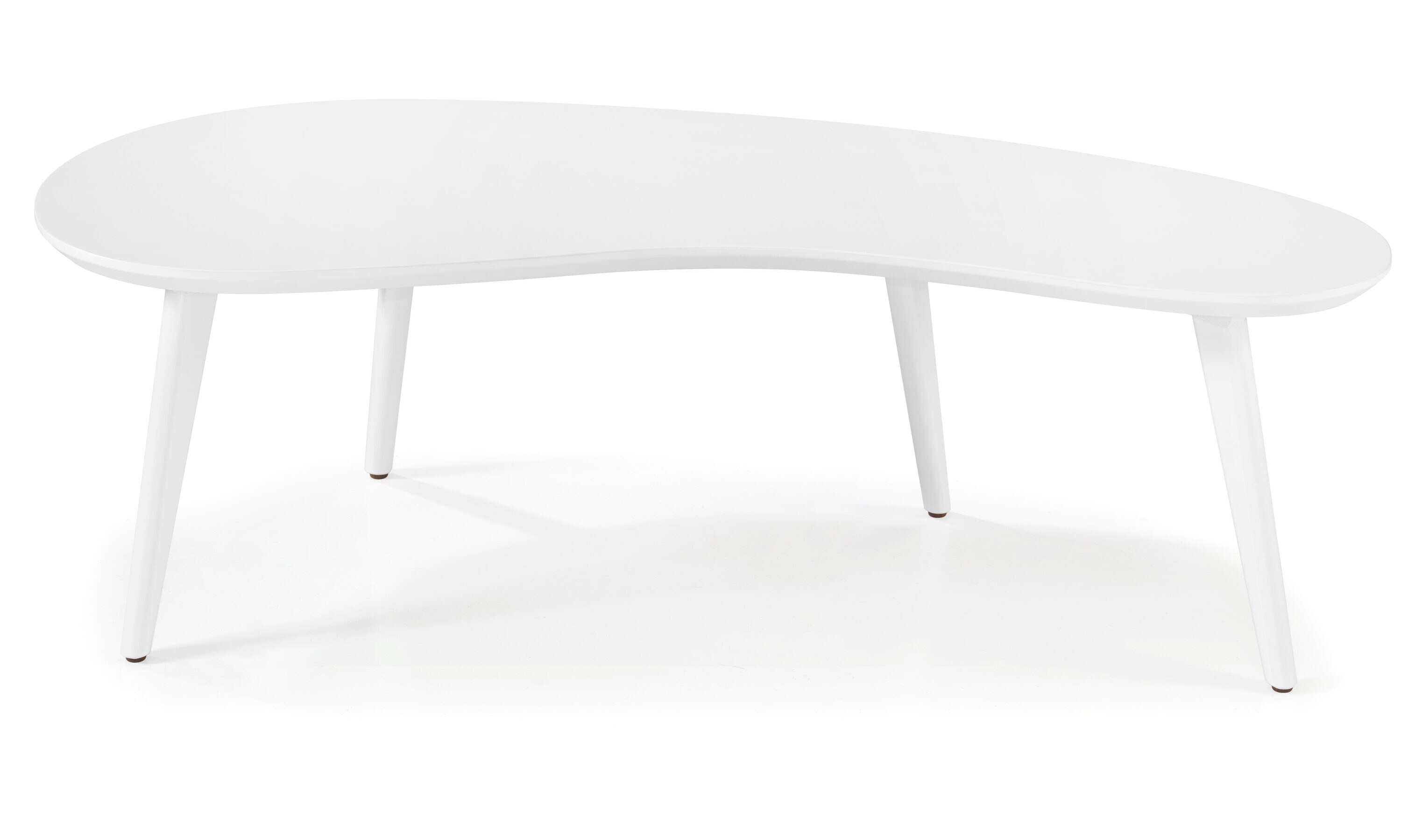 White Oval Solid Wood Mid-Century Modern Coffee Table