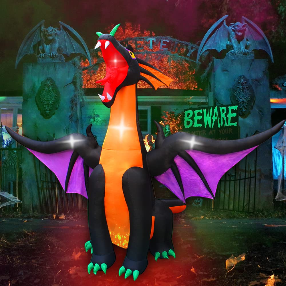 Seasonblow 12 Ft Fire and Ice Dragon with Wings Halloween Inflatable ...