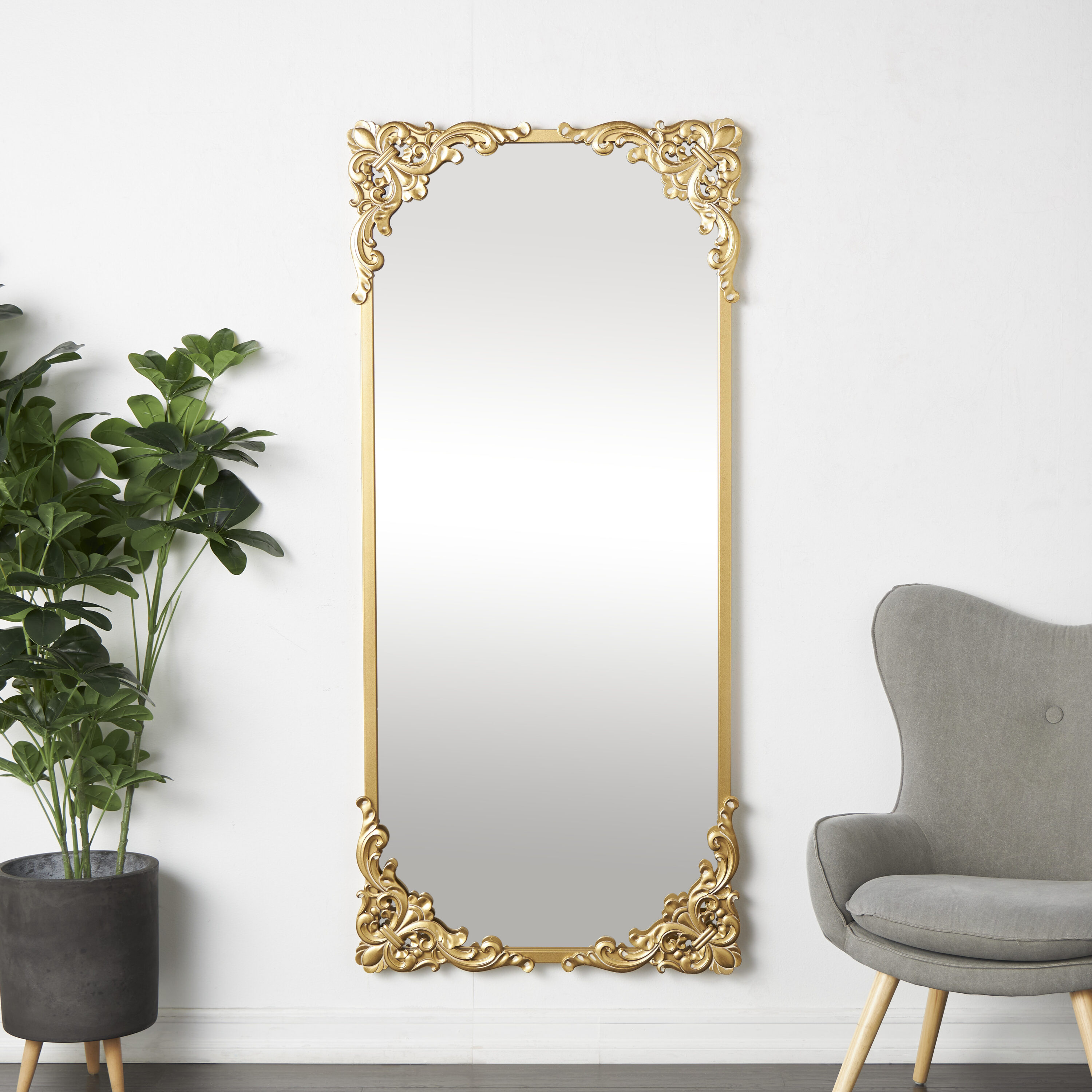 Grayson Lane 30-in W x 66-in H Gold Tall Ornate Baroque Polished Full ...