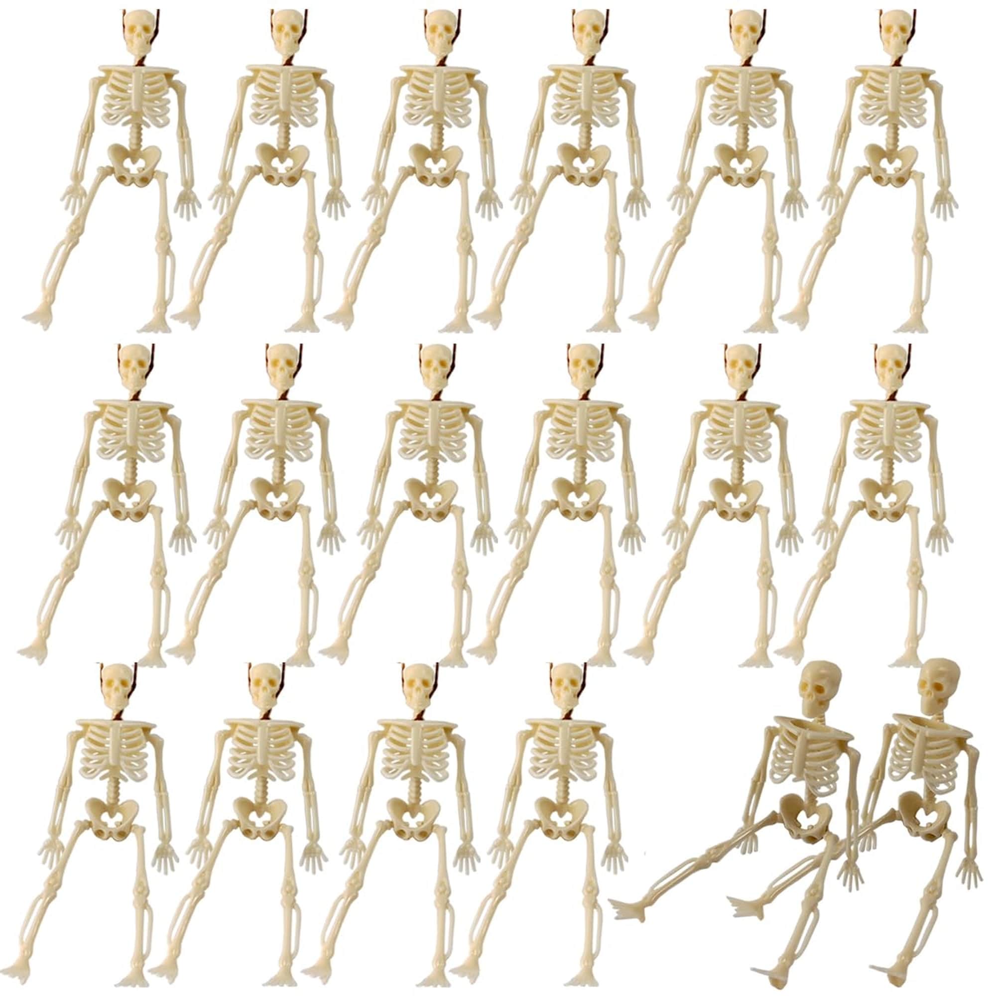 Numhew 5.9in W 20-Piece Mini Skeleton Figurines Plastic Halloween Decorations