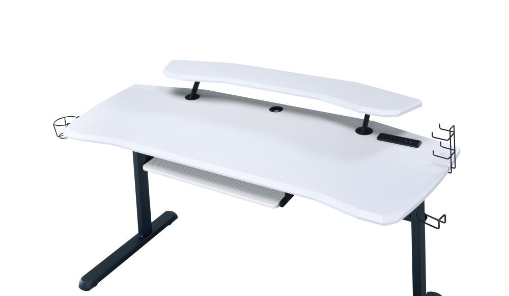 Ultimate Black Gaming Desk with Hutch, USB & Power Outlets