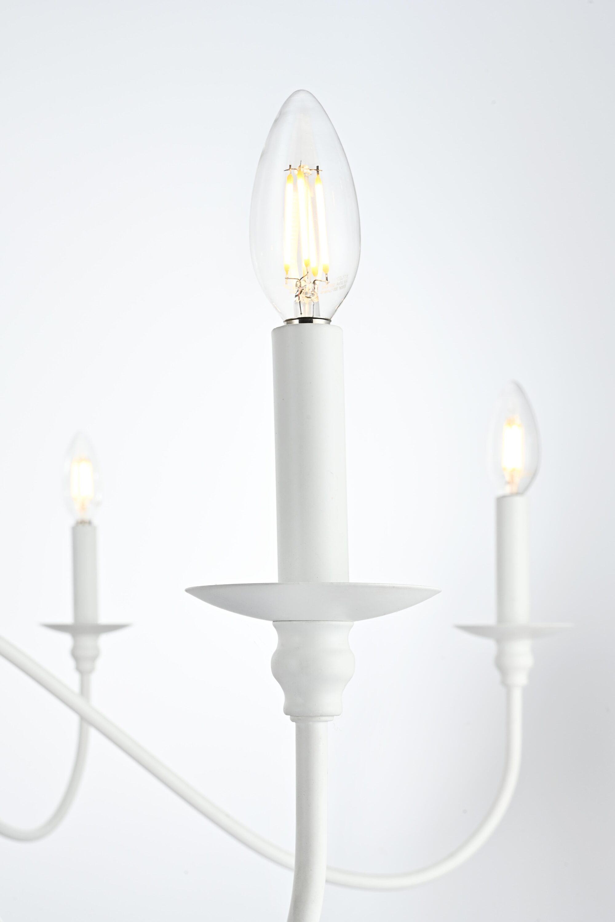 White Iron 6-Light Candle Chandelier with Adjustable Chain