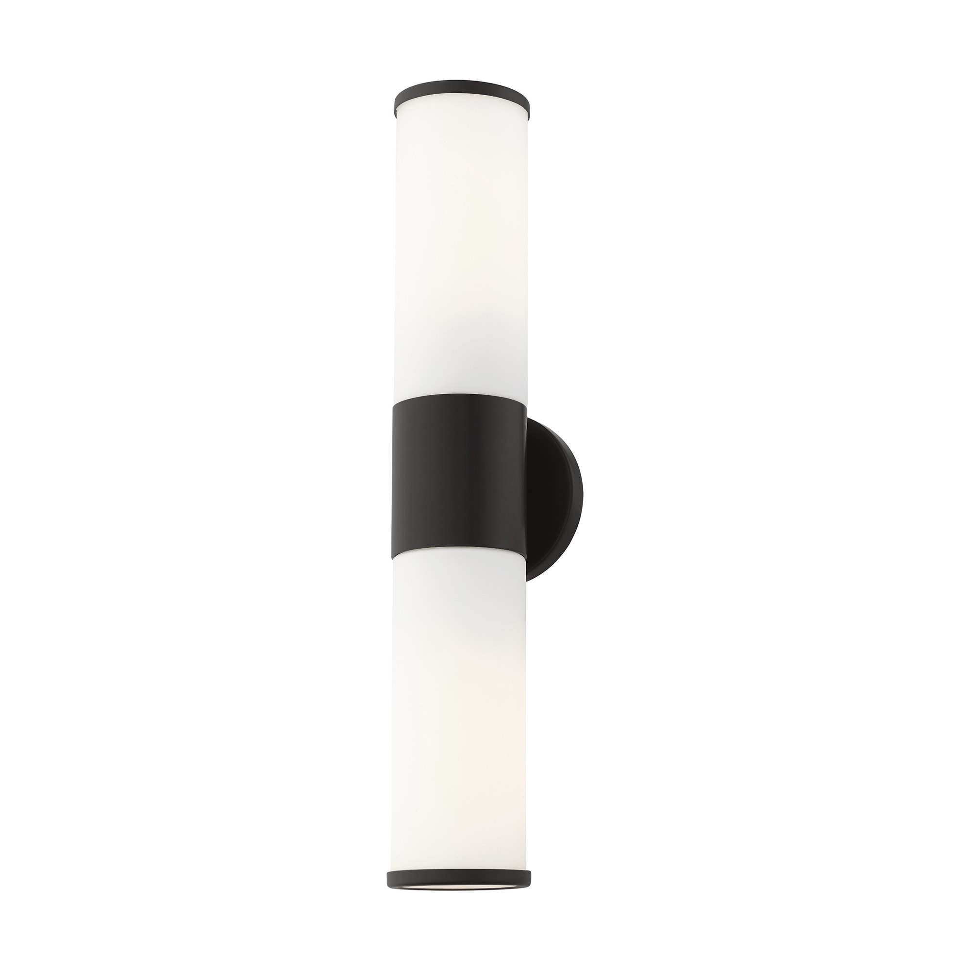 Sleek Urban Black Bronze 2-Light Outdoor Vanity with Satin Opal White Glass