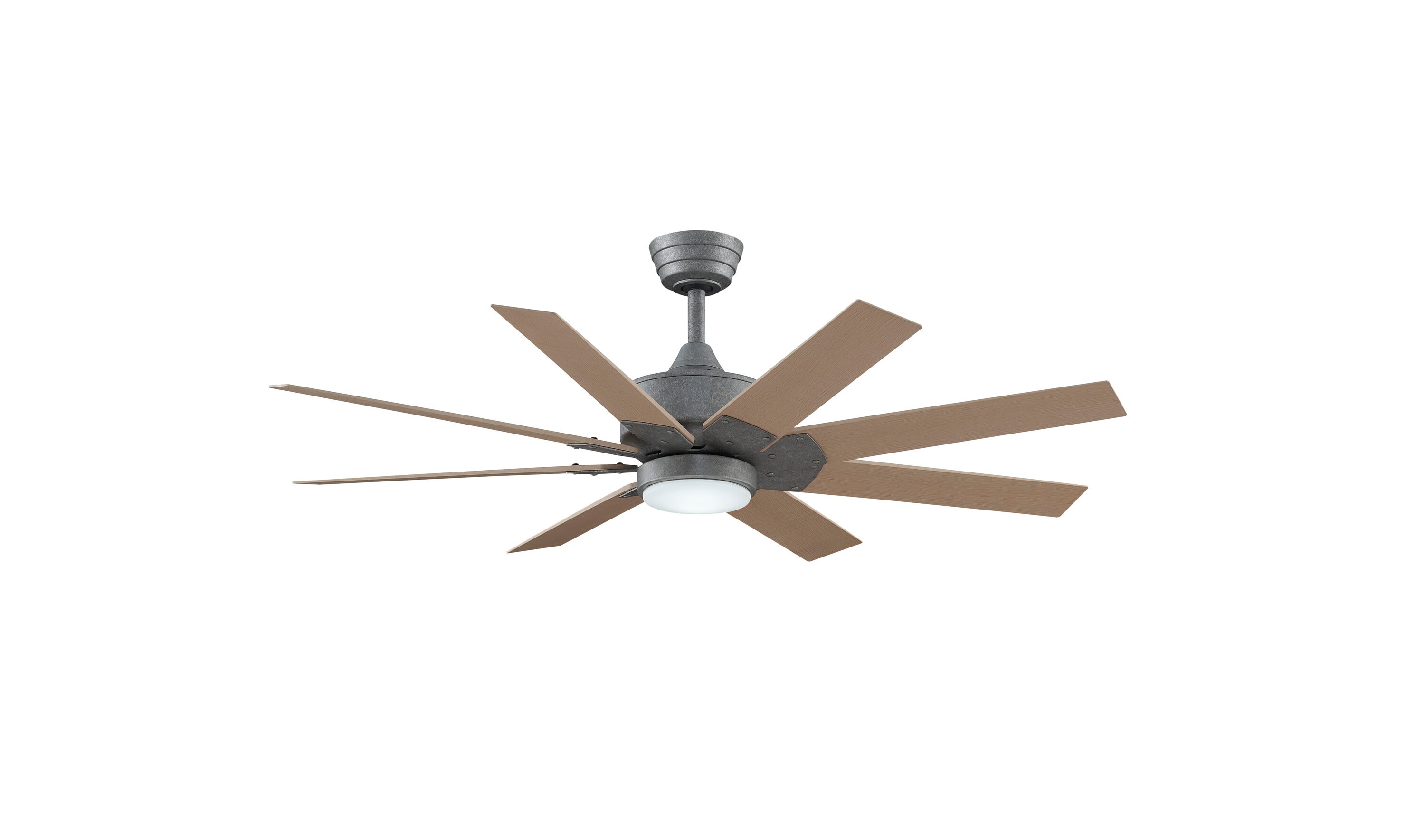 Fanimation Levon Custom 52-in Galvanized with Natural Blades Color-changing Integrated LED Indoor/Outdoor Smart Ceiling Fan with Light and Remote (8-Blade) FPD7912BGZ-52N-LK Sansujyuku sansujyuku.com