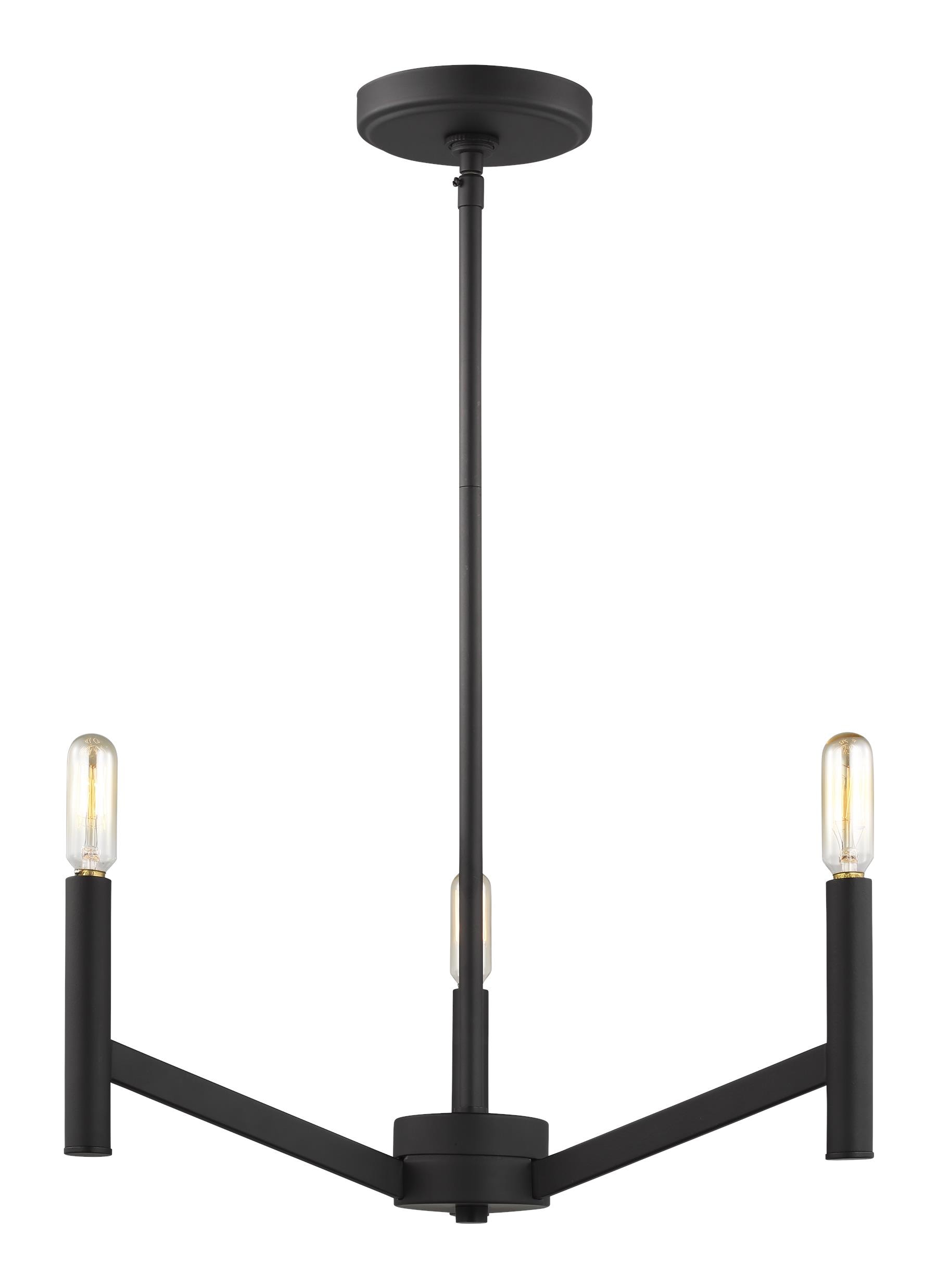 Generation Lighting 3124303-112 Vector 3 -Light Matte Black Modern/contemporary For Use in Dining Rooms, Foyers, Living Rooms Chandelier