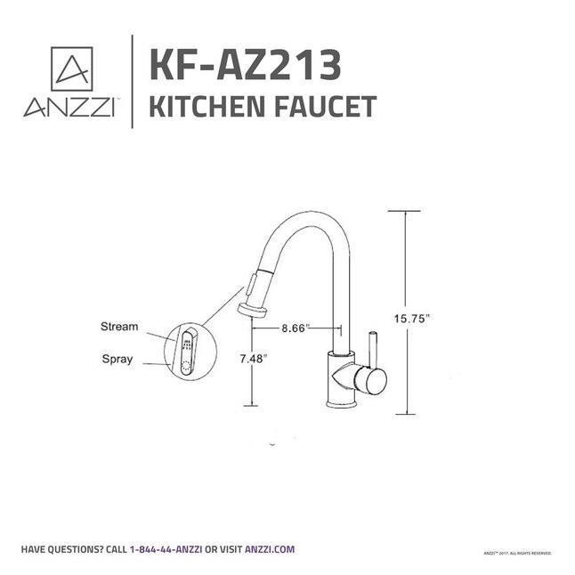 ANZZI Tycho Brushed Nickel 1-Handle Deck-Mount Pull-Out Handle Kitchen Faucet ANZZI Tycho Brushed Nickel 1-Handle Deck-Mount Pull-Out Handle Kitchen Faucet