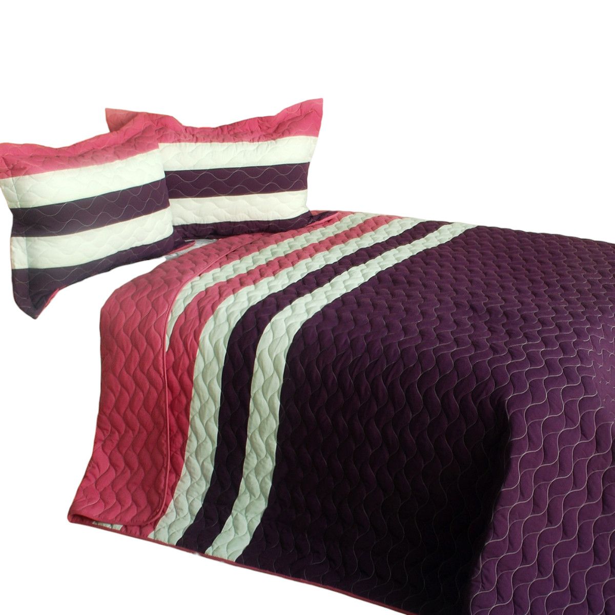 Slickblue 3 Piece Purple Full/Queen Fabric Bedding Set Patchwork Cover with Two Shams for everyday use