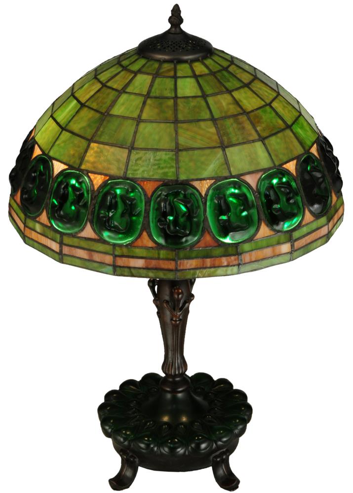 24" Mahogany Bronze Stained Glass Table Lamp