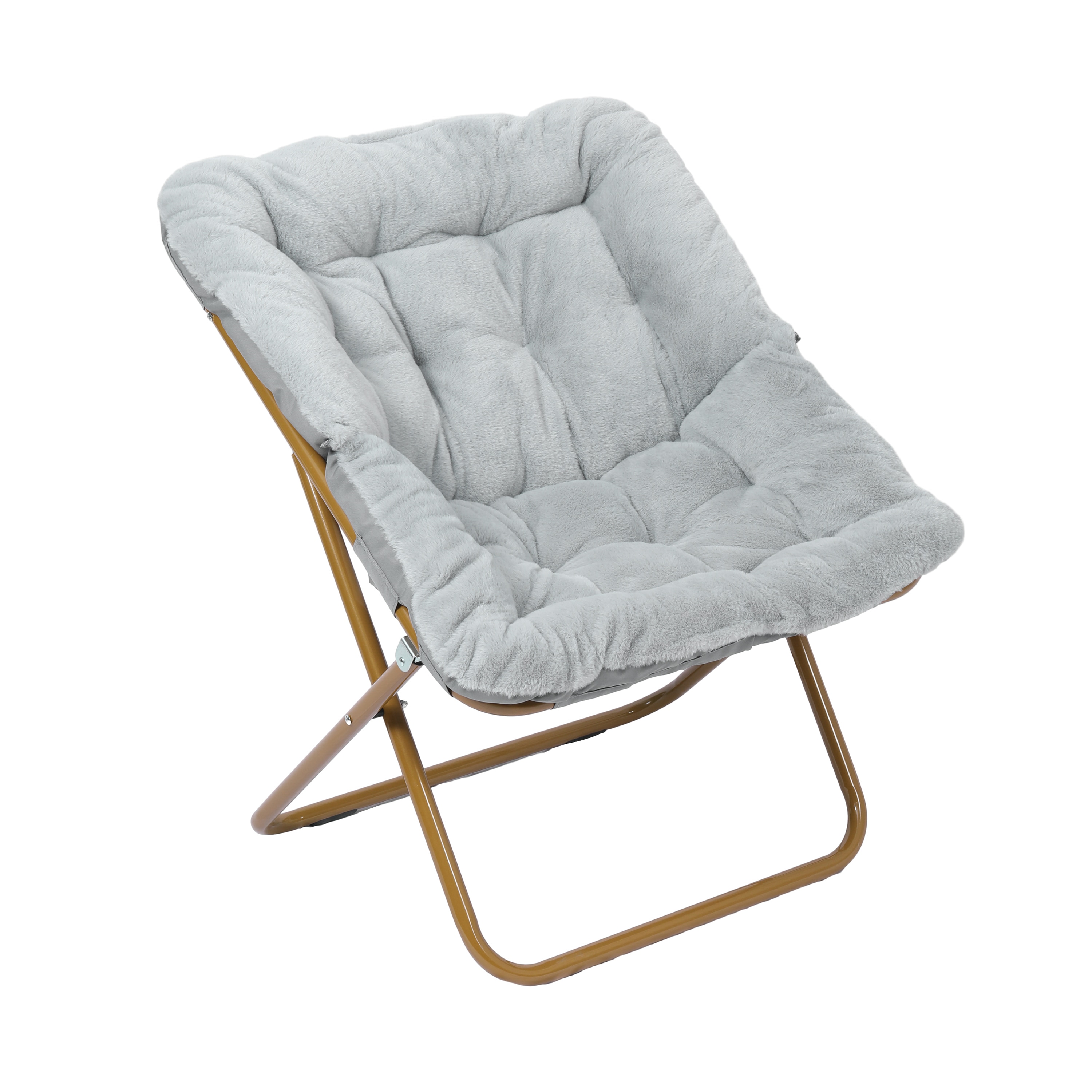Emma + Oliver Aisling Oversized Faux Fur Folding Saucer Chair for