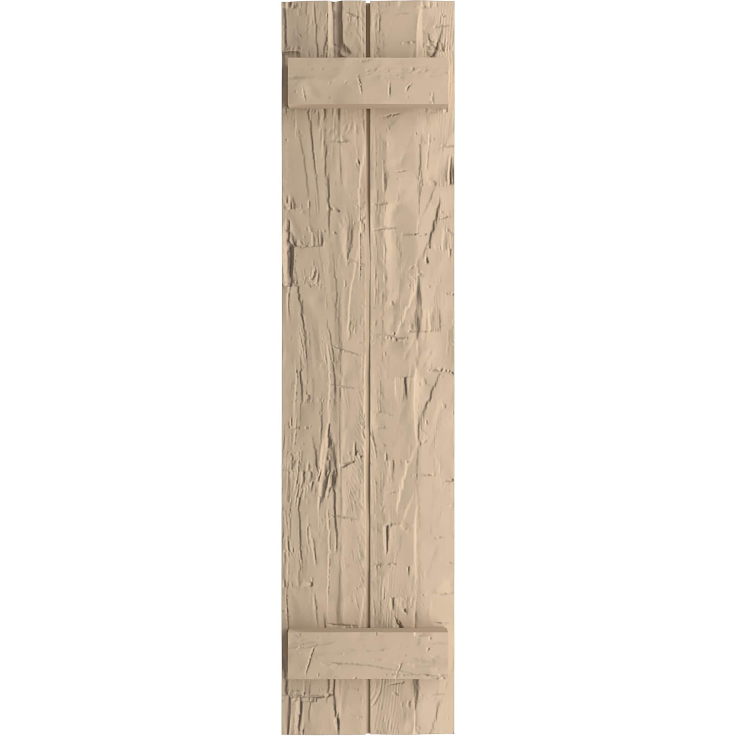 Ekena Millwork SHUBJS11X24HHPR Timberthane 11-in W x 24-in H Hand Hewn Paintable/Stainable Farmhouse Exterior Shutters (2-Pack)