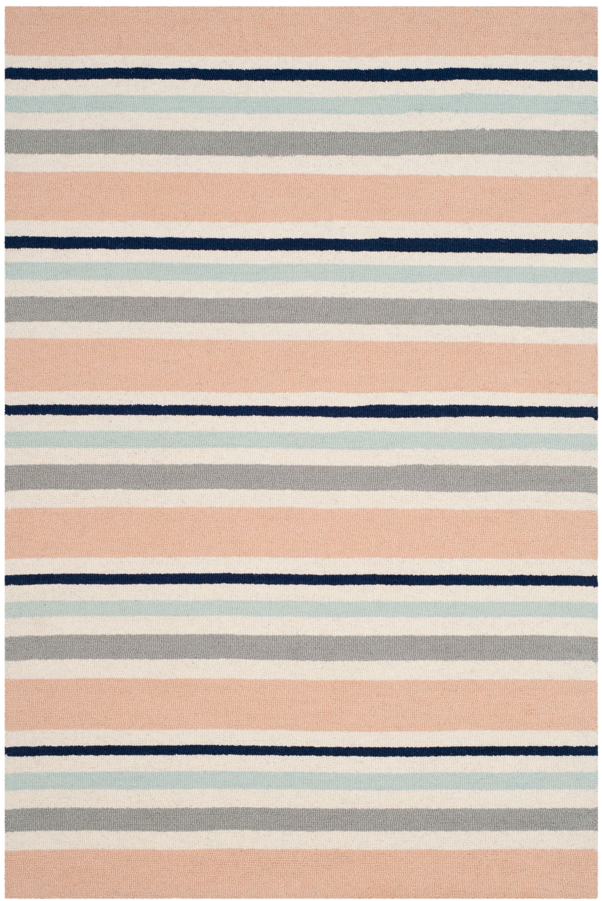 Ivory and Multi Striped Wool Kids Area Rug 3' x 5'