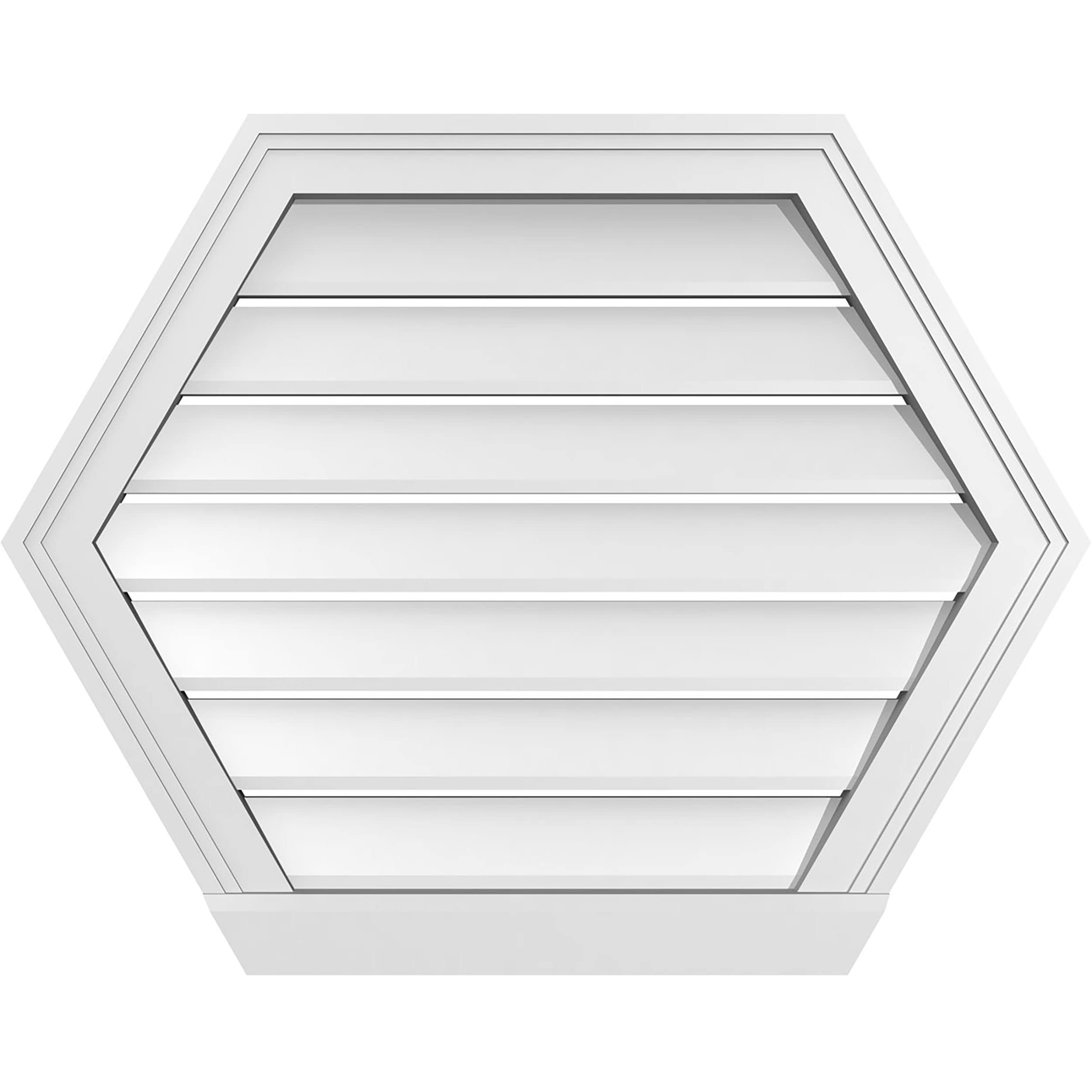 Ekena Millwork GVPHP28X2203SF 28-Inches x 22-Inches Off-white Peaked PVC Gable Louver Vent