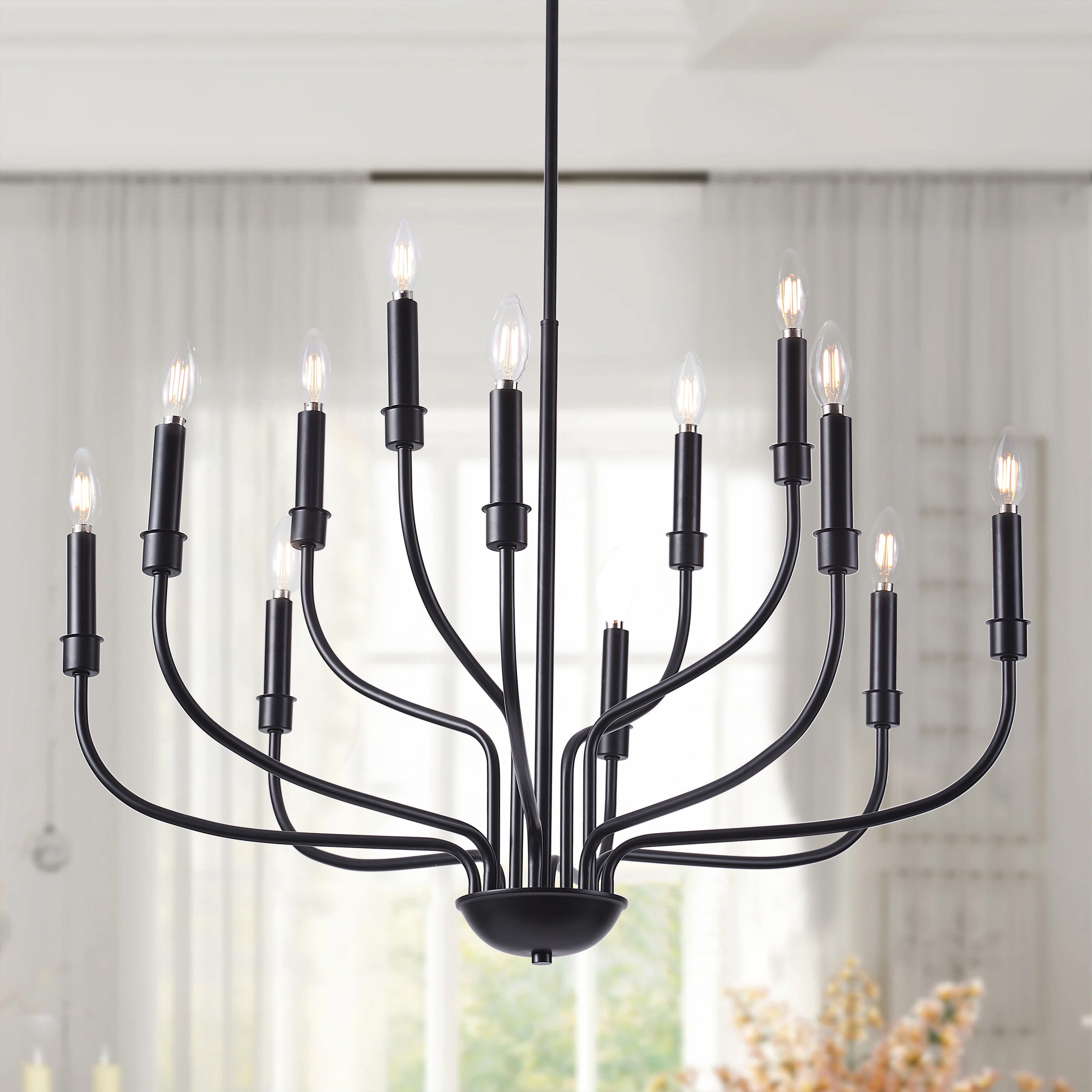 Aiwen DYJ-ET512 12 -Light Black Industrial For Use in Bedrooms, Dining Rooms, Foyers, Kitchens, Living Rooms Chandelier