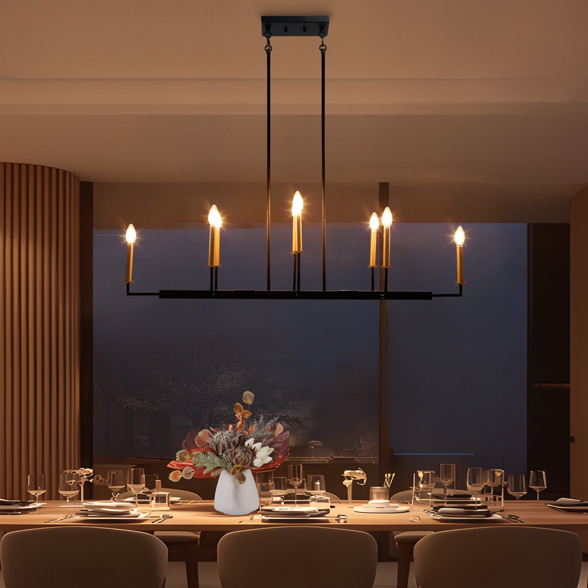 Uolfin NMVFJN-LWS25383-09 8 -Light Matte Black Modern/contemporary For Use in Bedrooms, Dining Rooms, Foyers, Kitchens, Living Rooms Chandelier