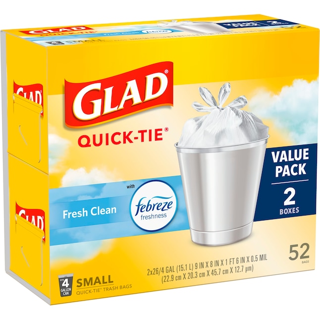 Glad OdorShield 4-Gallons Febreze Sweet Citron and Lime White Plastic  Wastebasket Drawstring Trash Bag (34-Count)