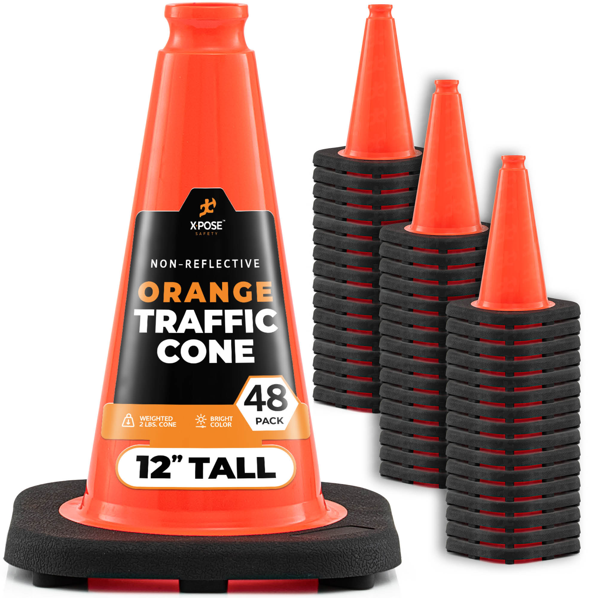 XPOSE SAFETY OTC12-48-X 48 -Pack 30-in Orange Traffic safety cone