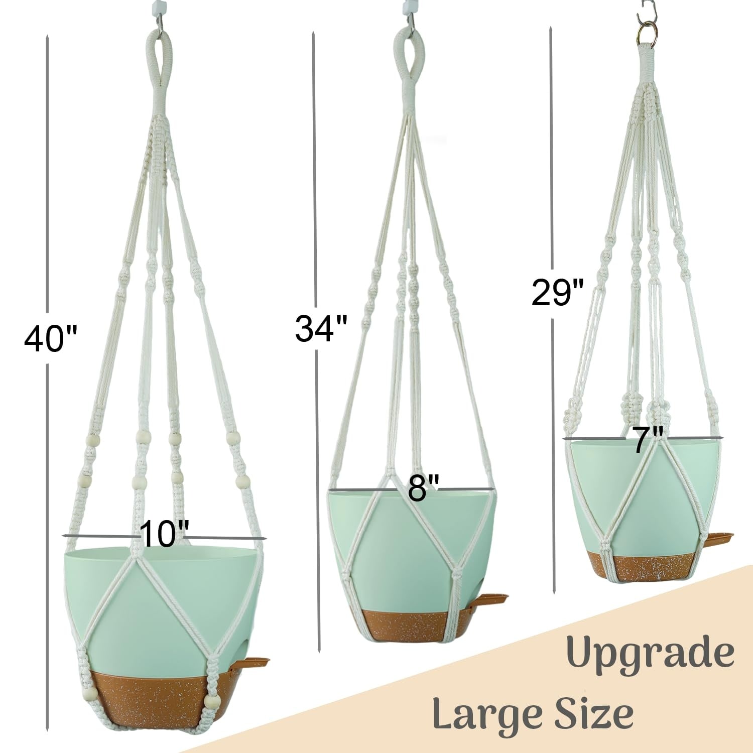 Adrinfly Large Hanging Planters Set Self Watering Pots with Macrame ...