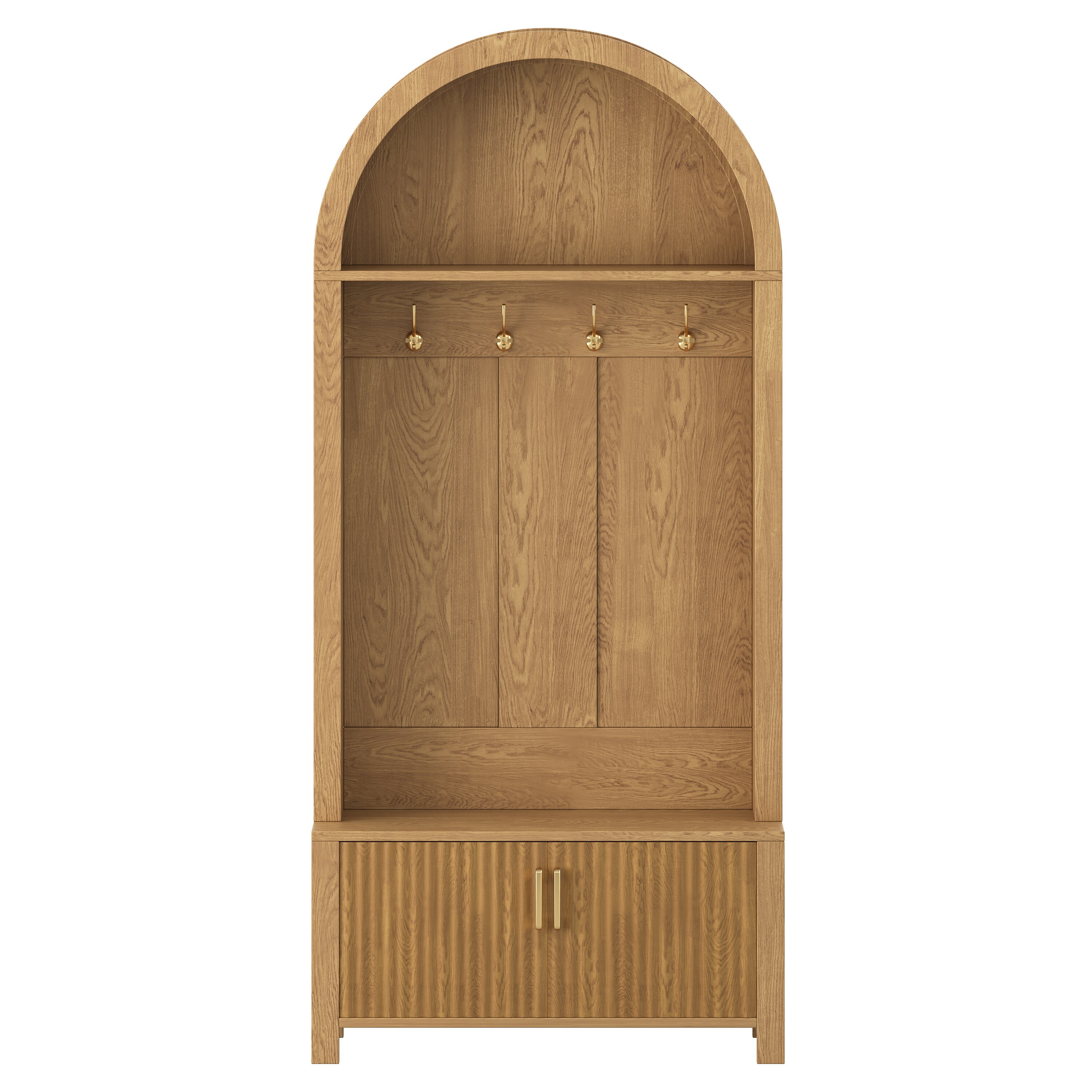 Flynama - Modern 31.5-in Natural Wood Hall Tree
