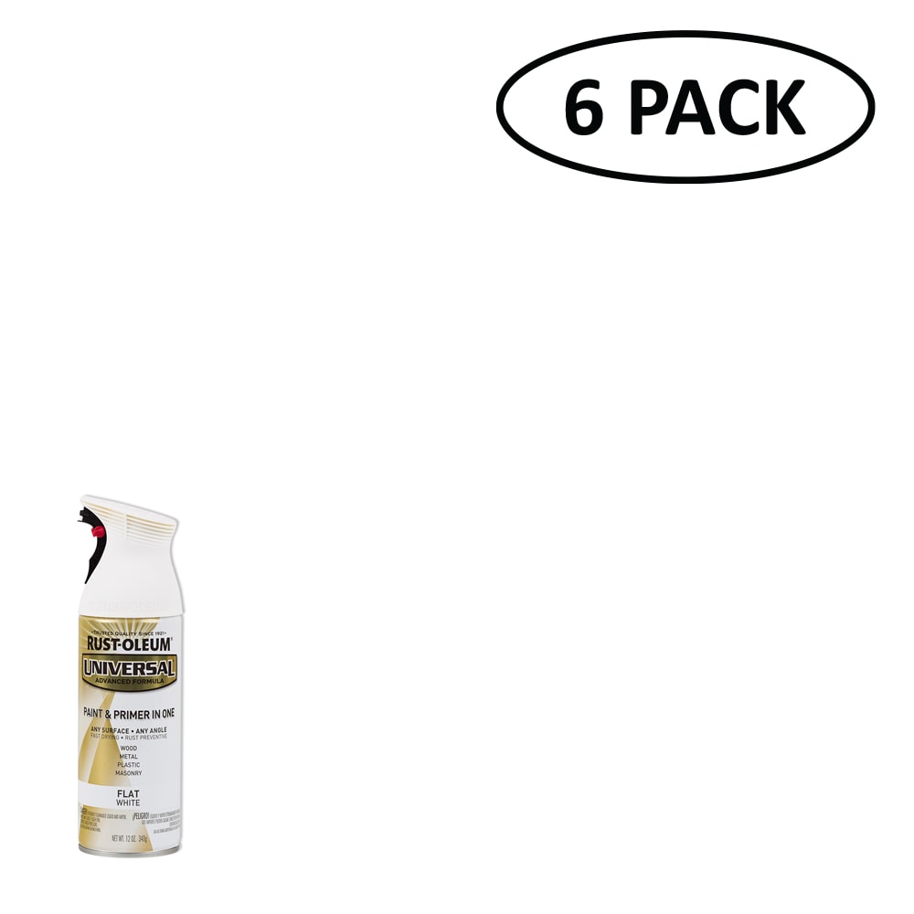Rust-Oleum 247564SOS Universal 6 -Pack Flat White Spray paint and primer in one ( NET WT. 12-oz )