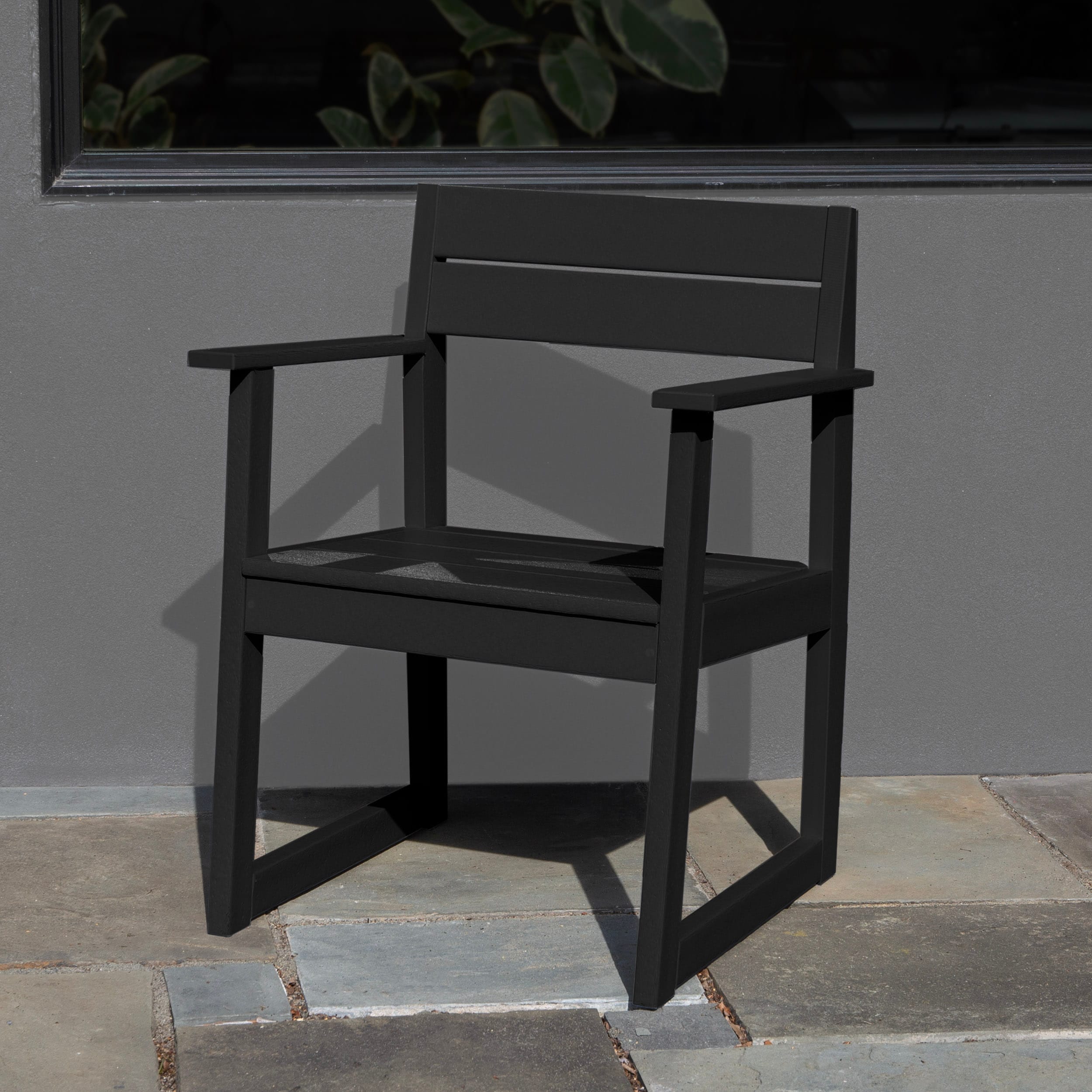 highwood BV-CHDH1-BSA Haven Black Sand HDPE Frame Stationary Dining Chair with Slat Seat