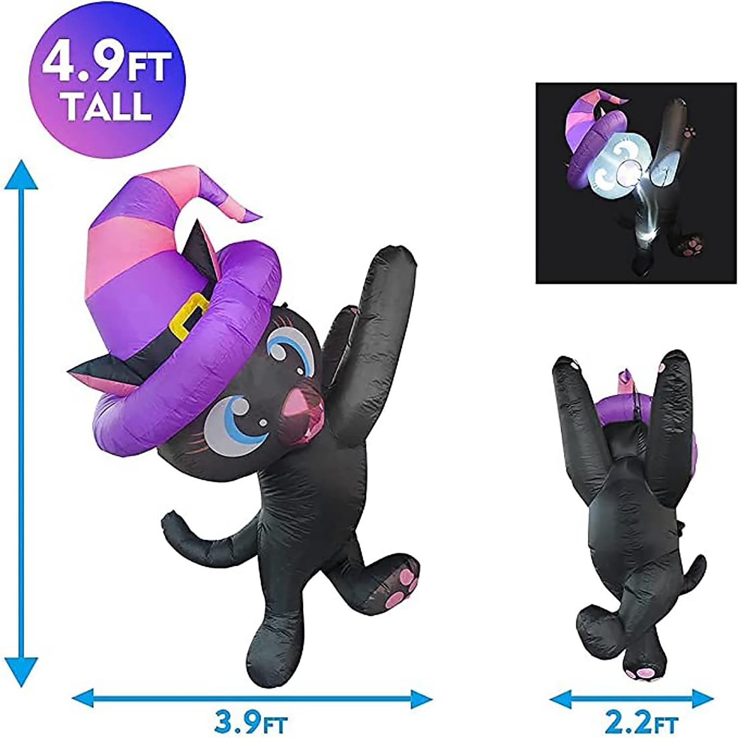 4.9 FT Black Cat Halloween Inflatable with LED Lights