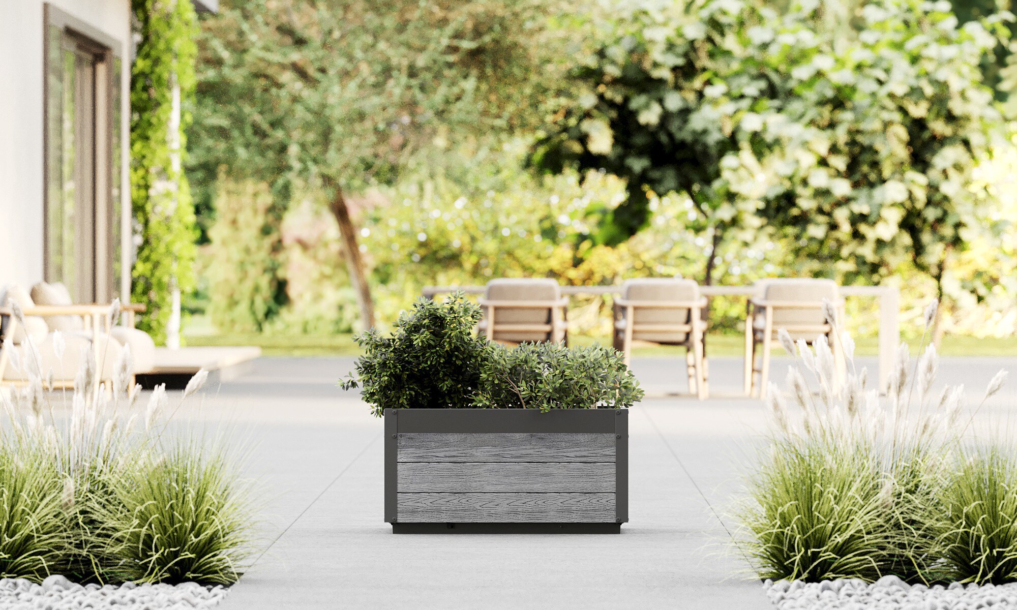 Vita VT17639 Rectangle 17-in W x 15.5-in H x Gray PVC vinyl Contemporary/Modern Outdoor Planter