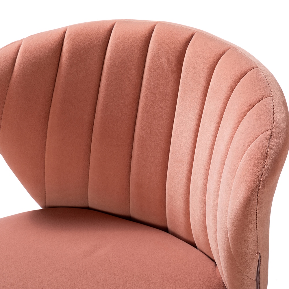 Pink Velvet Swivel Task Chair with Gold Metal Base