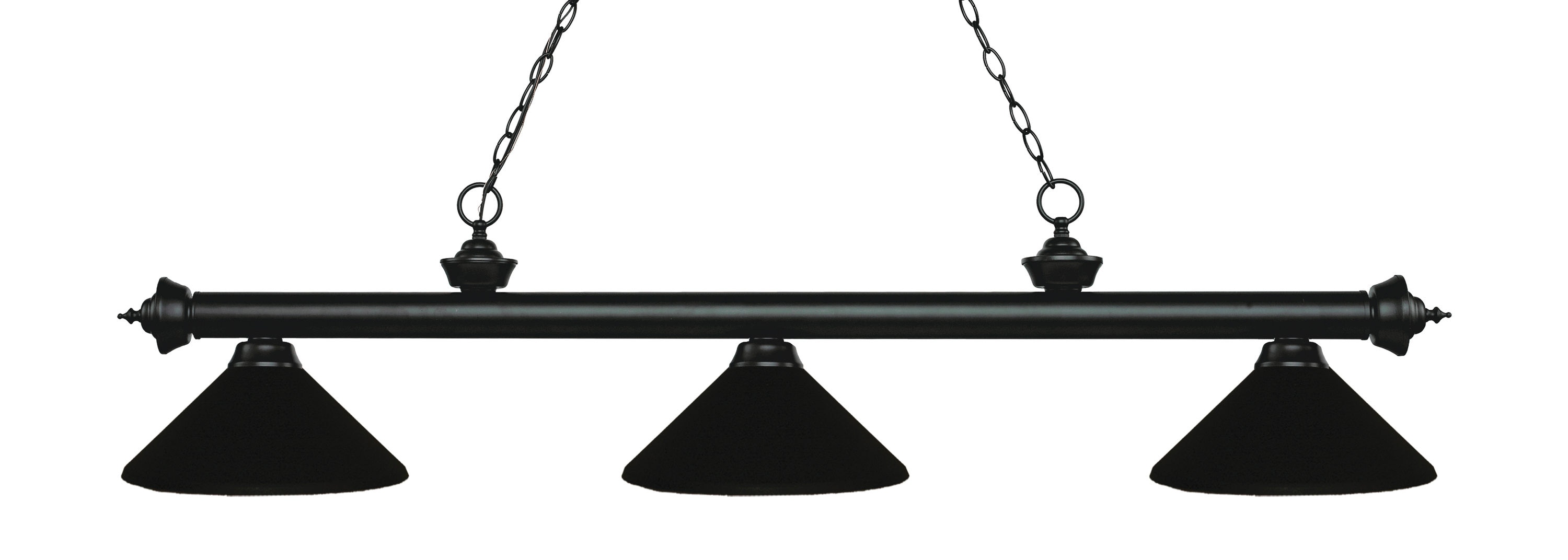Z-Lite 200-3MB-MMB Riviera Matte Black Incandescent Medium base (E-26) Pool Table Lighting