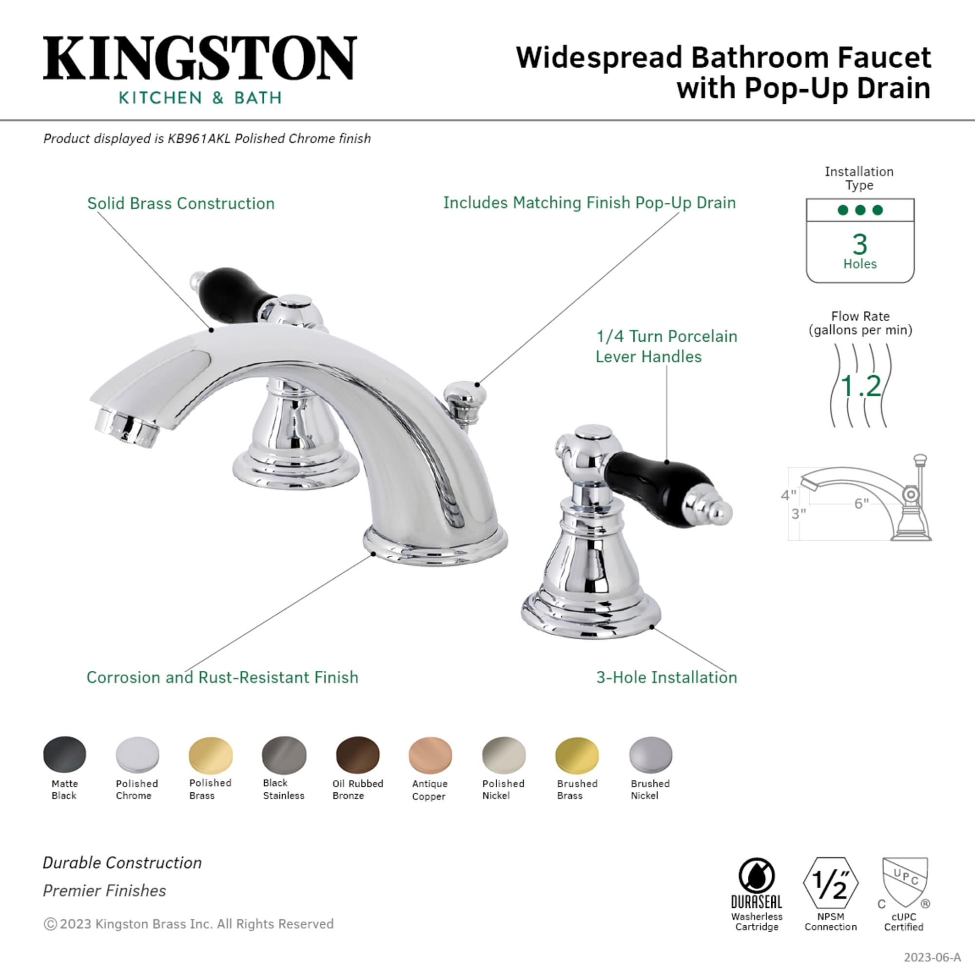 Kingston Brass WLKB968AKL Lavatory-Faucets - View #3