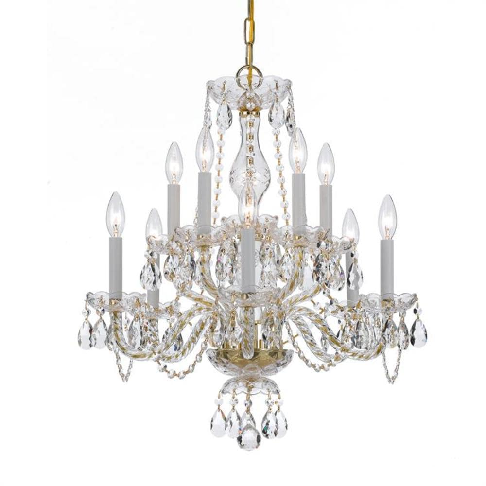 Crystorama 5080-PB-CL-SAQ Traditional Crystal 10 -Light Polished Gold Traditional Crystal For Use in Bedrooms, Dining Rooms, Foyers, Kitchens, Living Rooms Chandelier