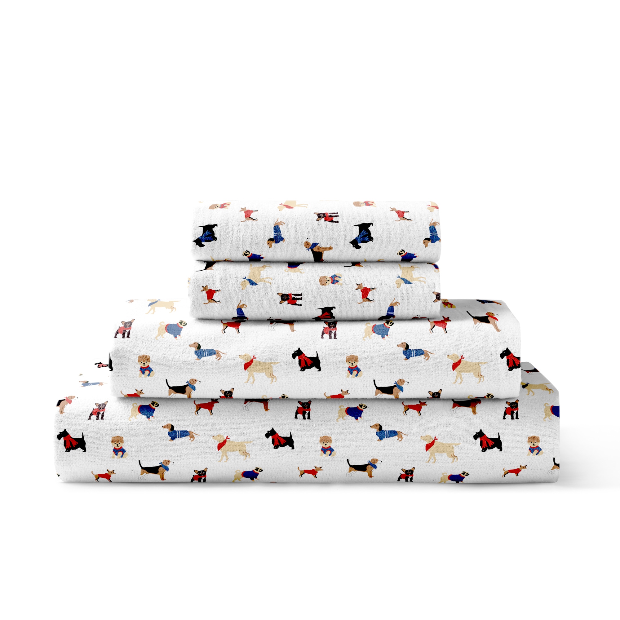 Brielle Home 807000271788 Full Cotton Dogs White Bed Sheet