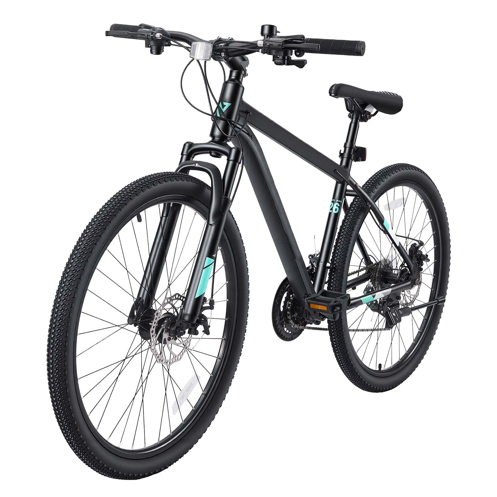 VEVOR Mountain Bike for Men and Women 26 inch Outdoor Bicycle 21 Speeds Adult Bikes Front Suspension Adjustable Saddle All-Terrain Tires Aluminum Alloy Frame Dual Disc Brake Pre-Assembled
