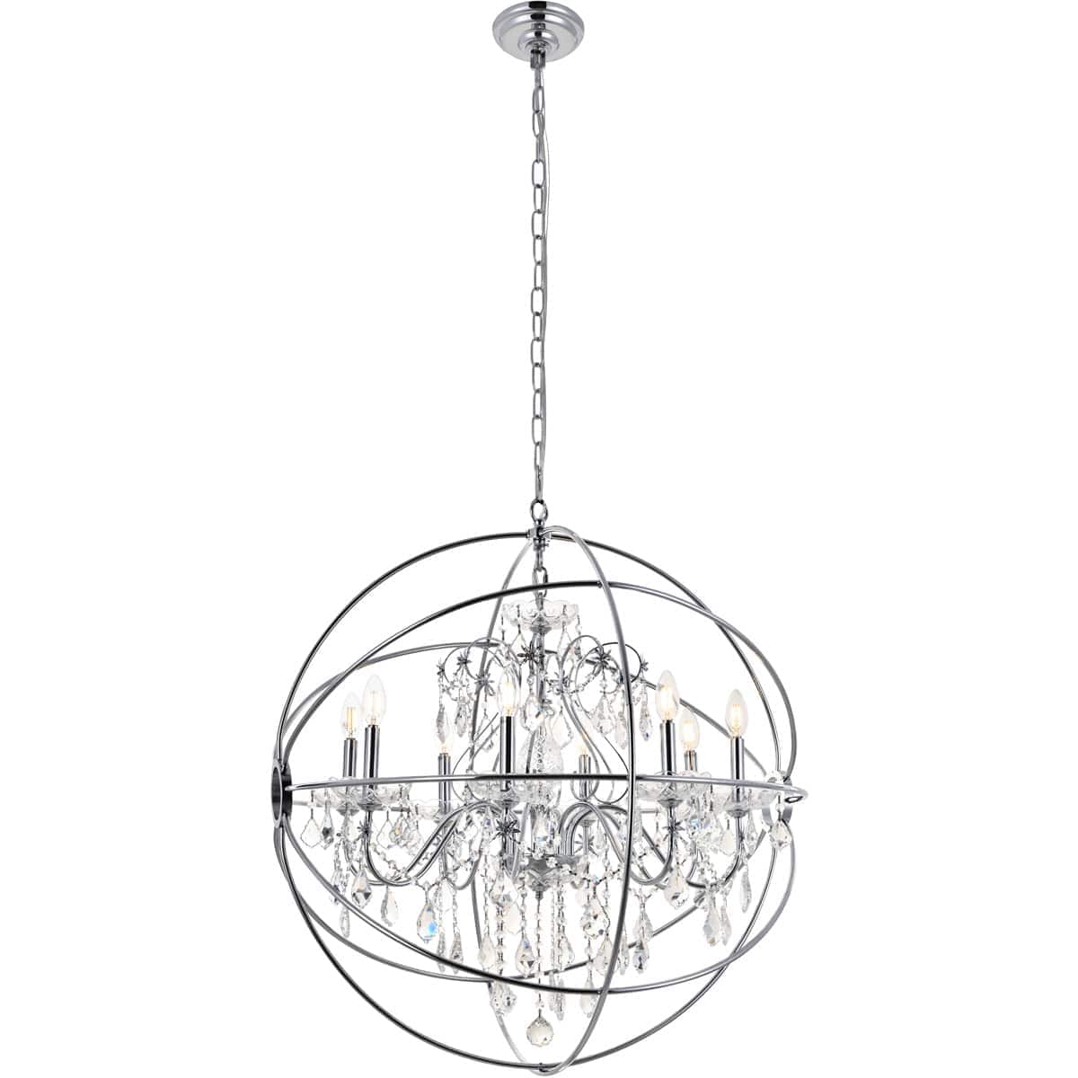 Elegant Lighting 1795956 Living District LD8801D32C Cordelia 8 Light 32 inch Chrome Pendant Ceiling Light