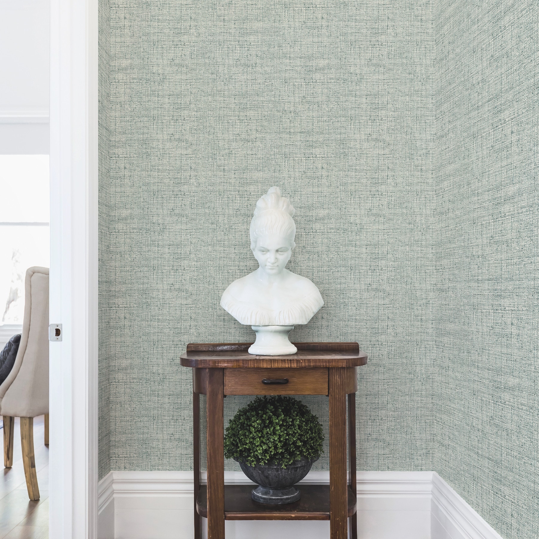 Blue Papyrus Weave Peel and Stick Grasscloth Wallpaper