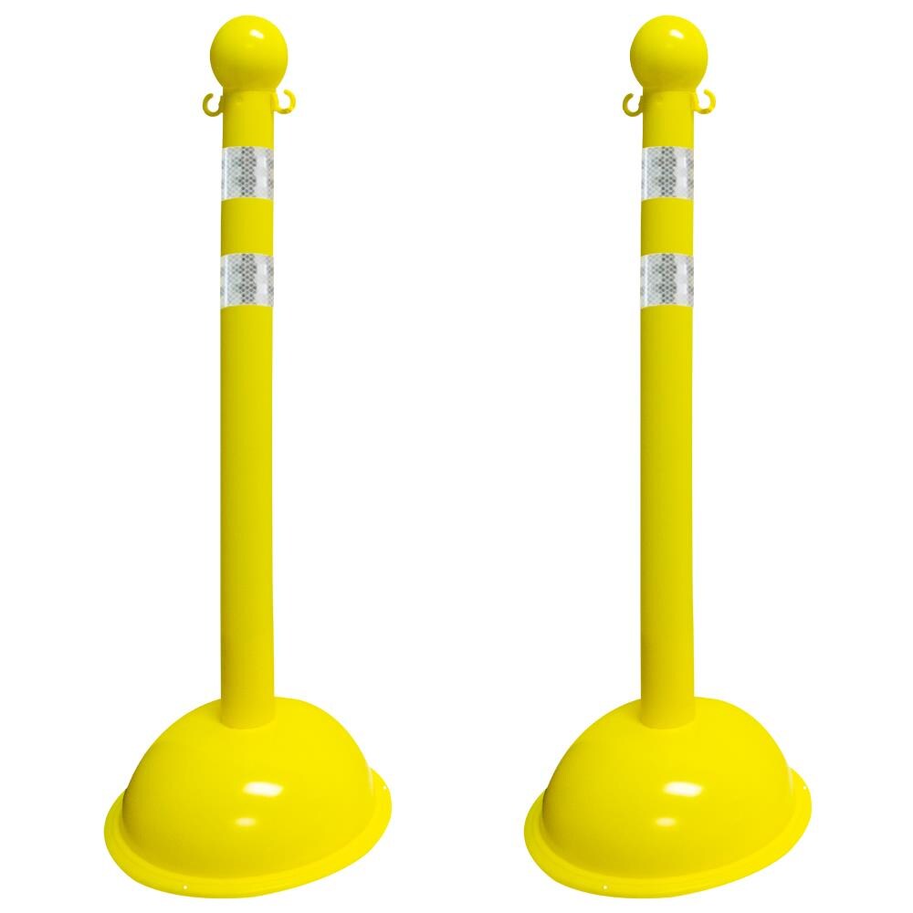 Mr. Chain 99949-2 Yellow Heavy Duty Stanchion with Reflective Stripes (2-pack)