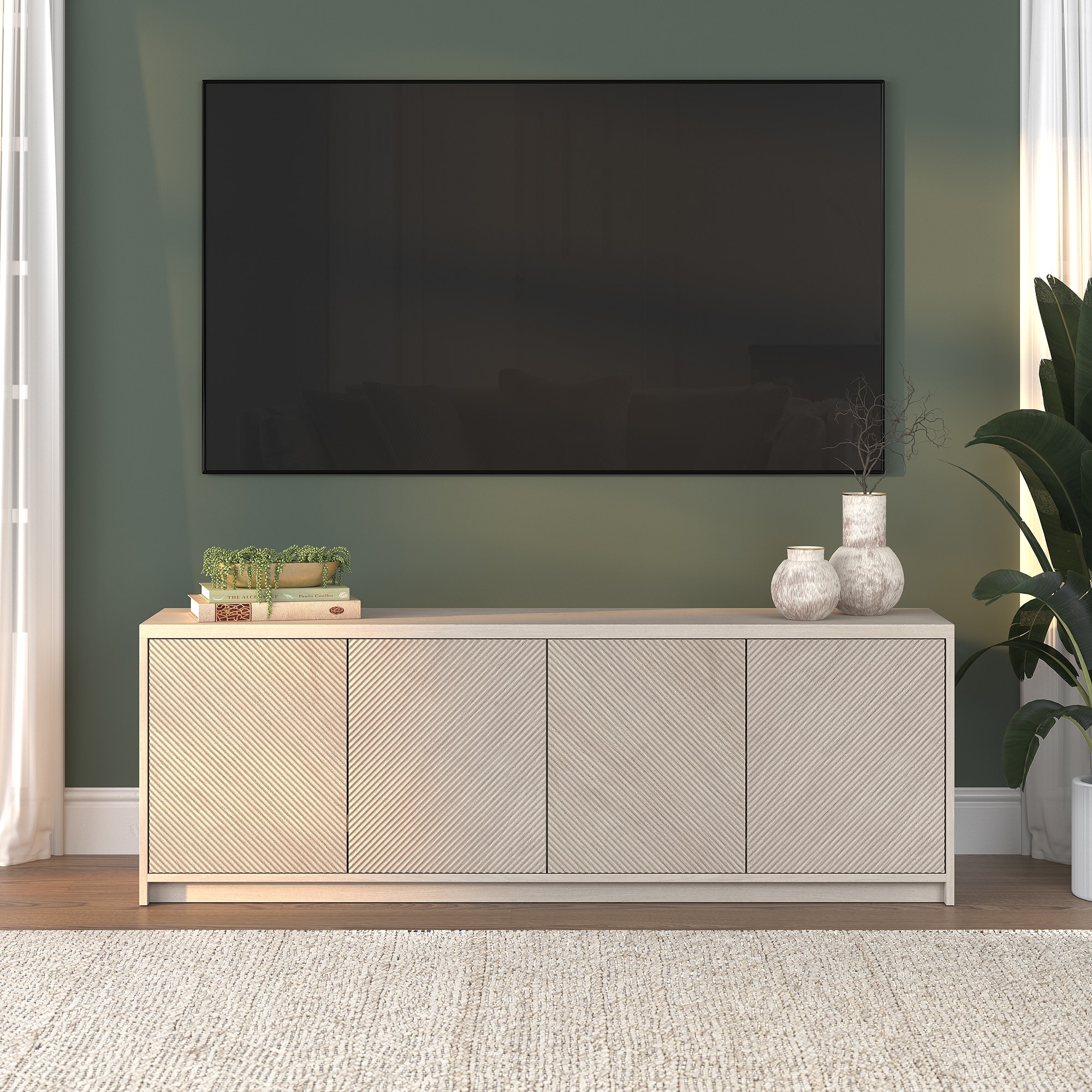 Hailey Home TV2249 Renad Modern/Contemporary Alder White TV stand ( Accommodates TVs up to 70-in )