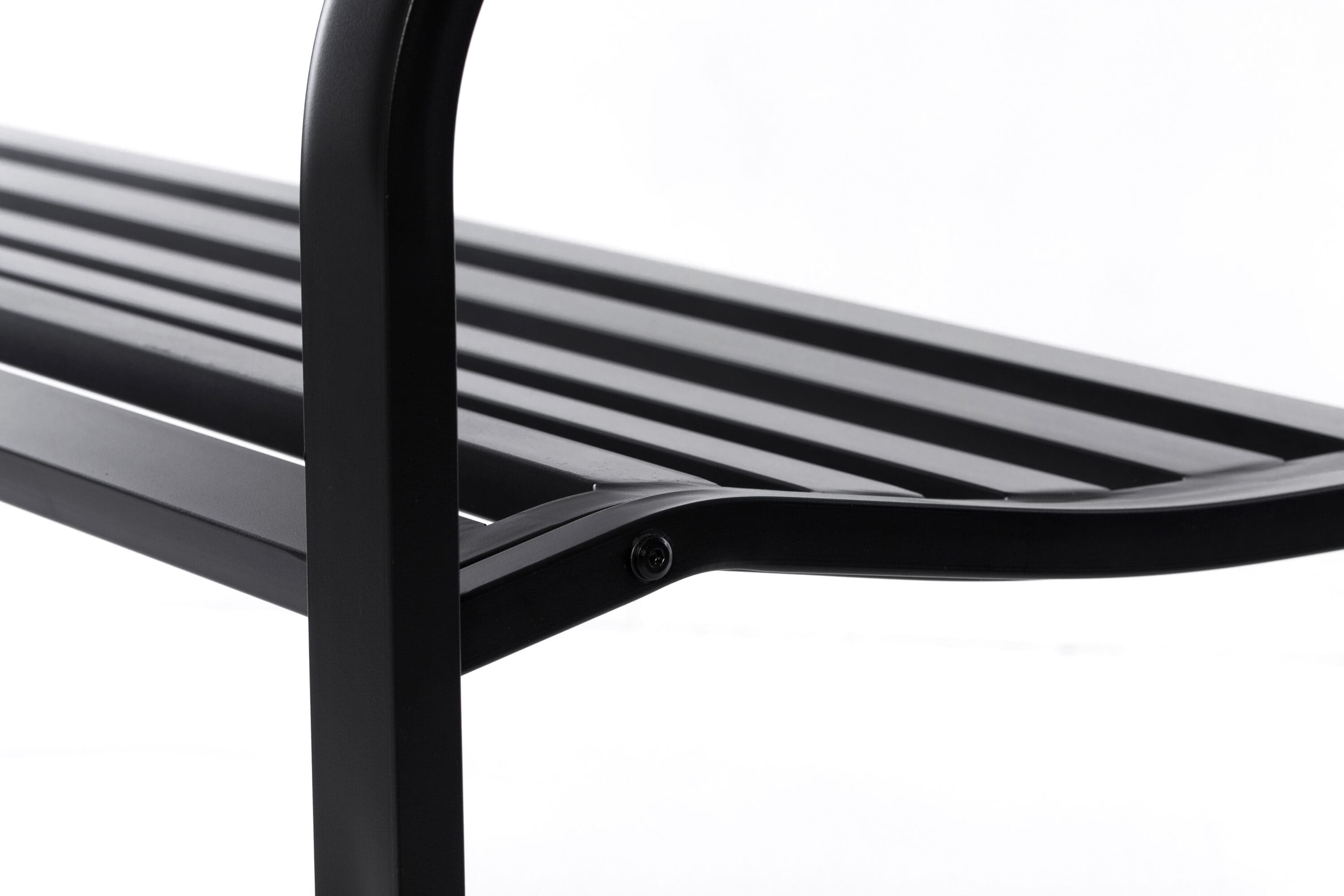 Black Steel Garden Bench with Cast Iron Frame, 52"