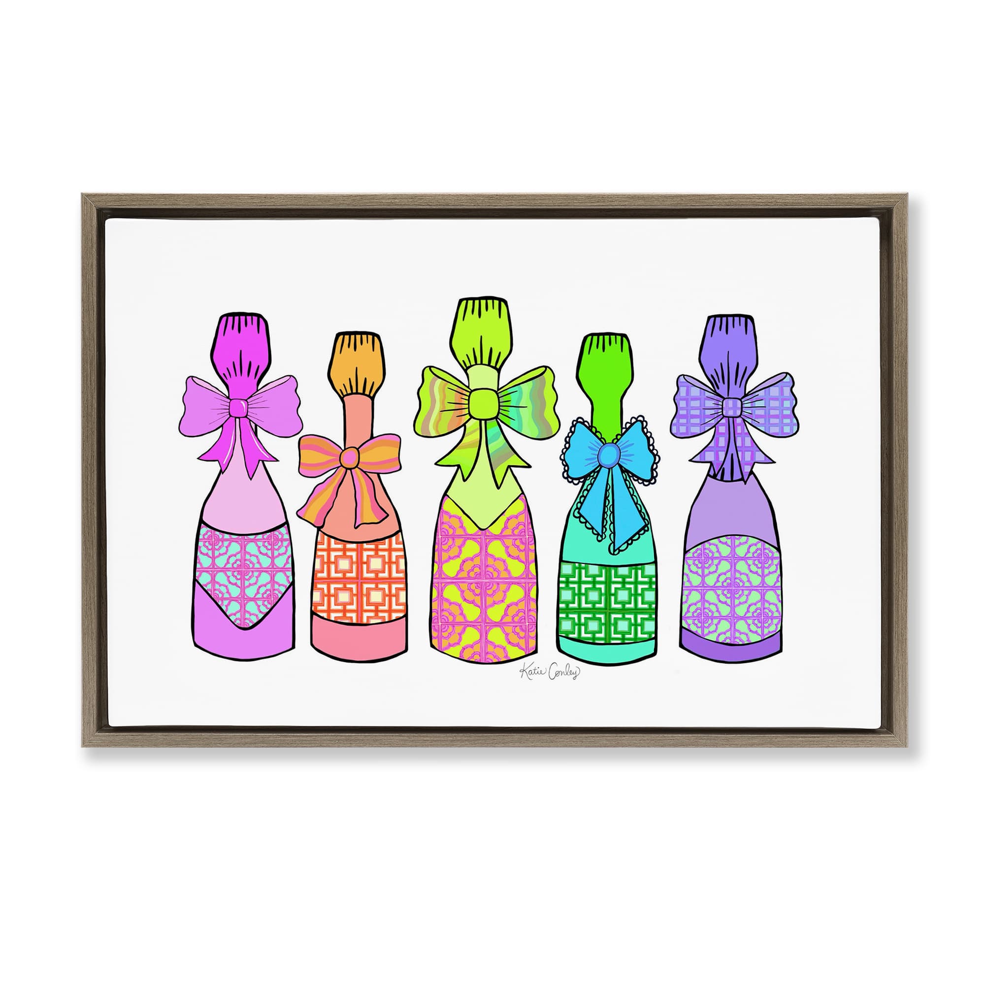 Stupell Industries BS-746-FFE-16X24 Patterned Drink Bottles Floating Frame design by Katie Conley