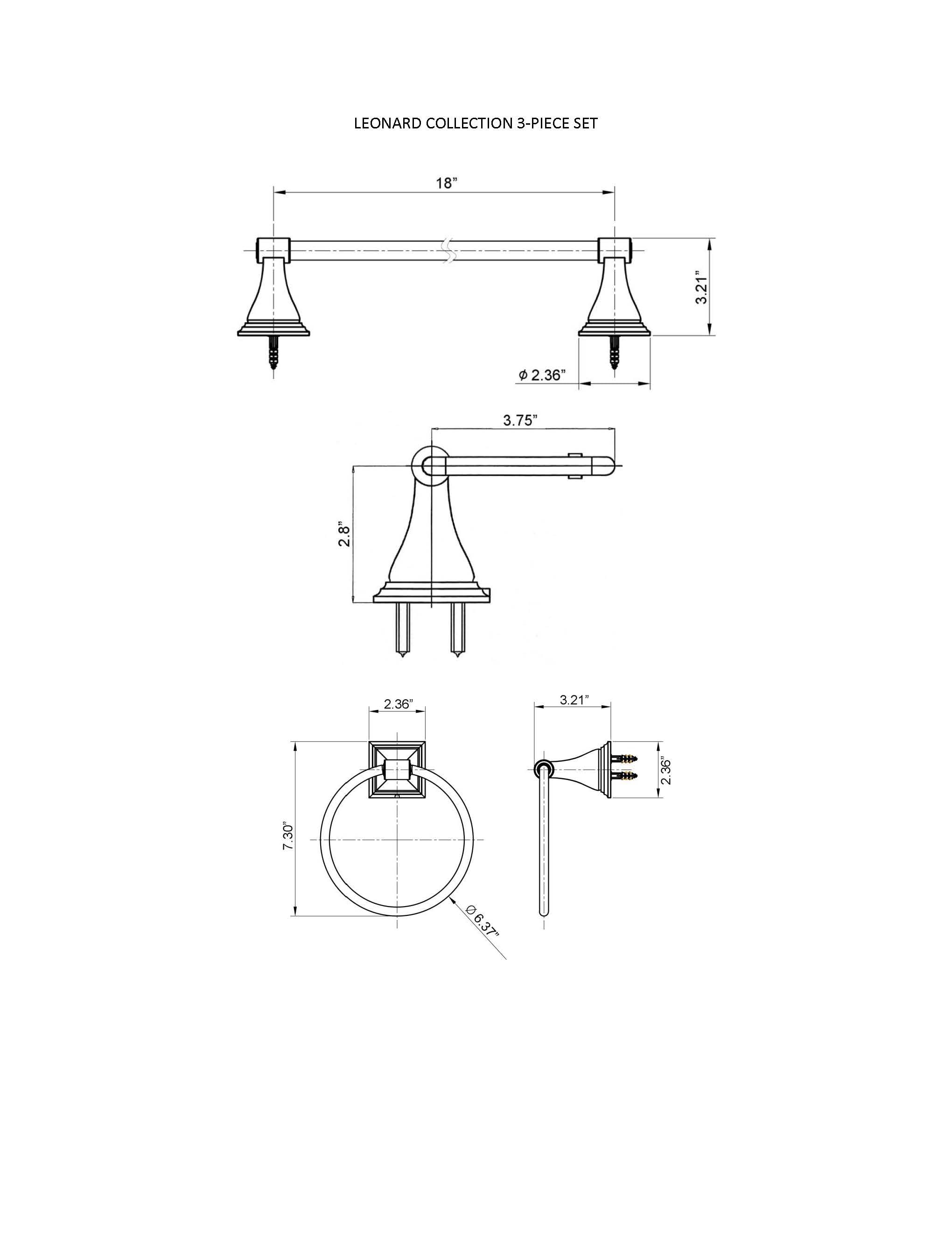 ARISTA 1701-3SET-CH Decorative-Bath-Hardware-Kits - View #6