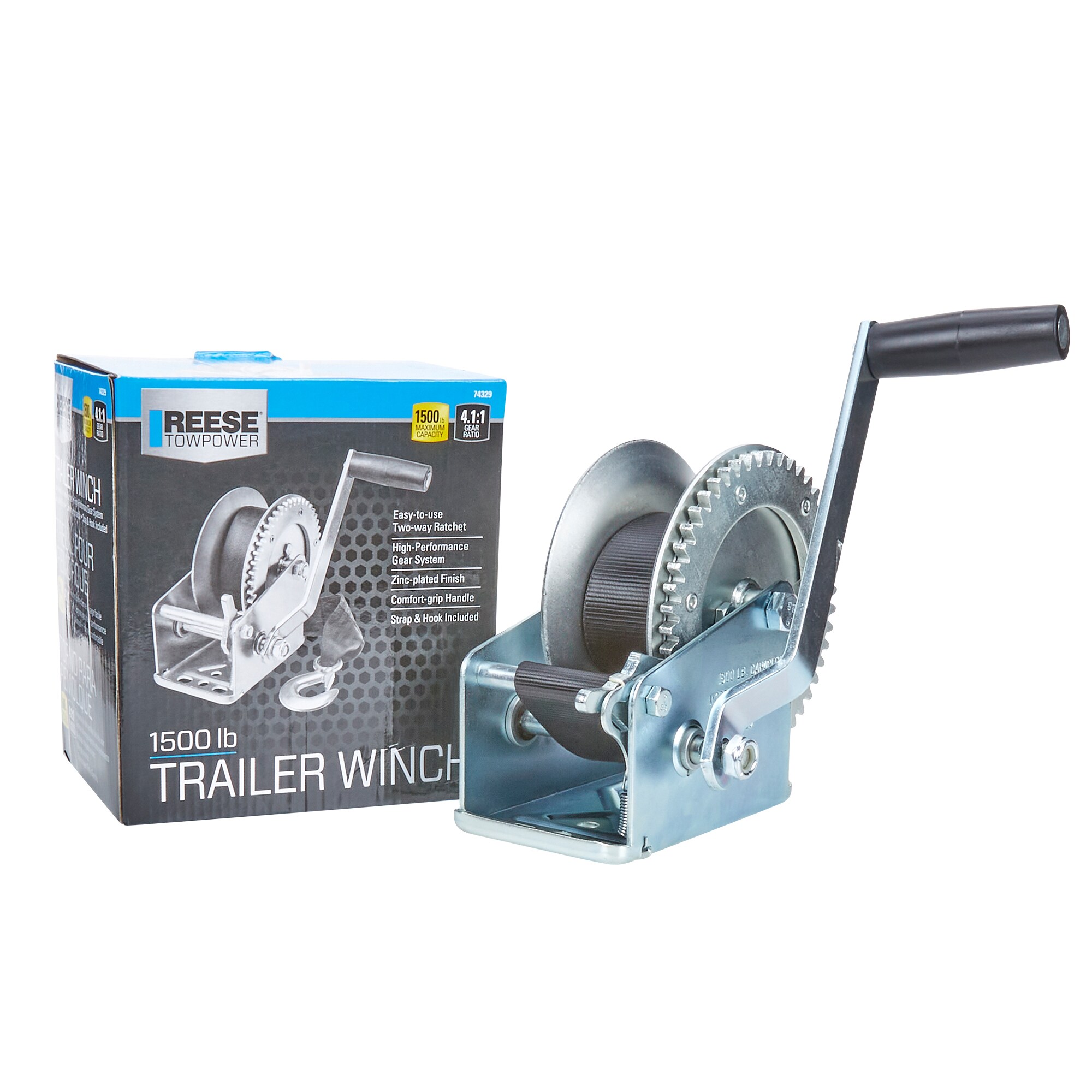 Reese Towpower 74329 Trailer Winch,Silver 