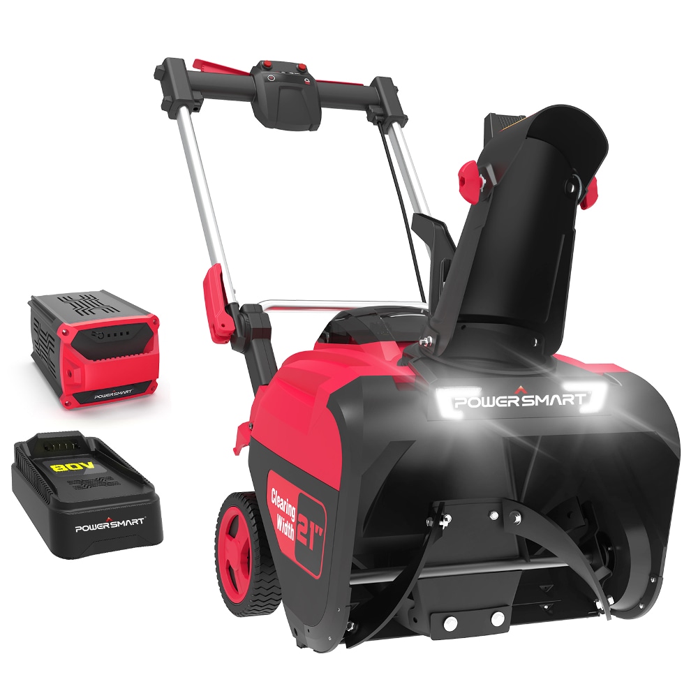 80-volt 21-in Single-stage Push Battery Snow Blower 6 Ah (Battery and Charger Included) in Red | - PowerSmart DB2801RB