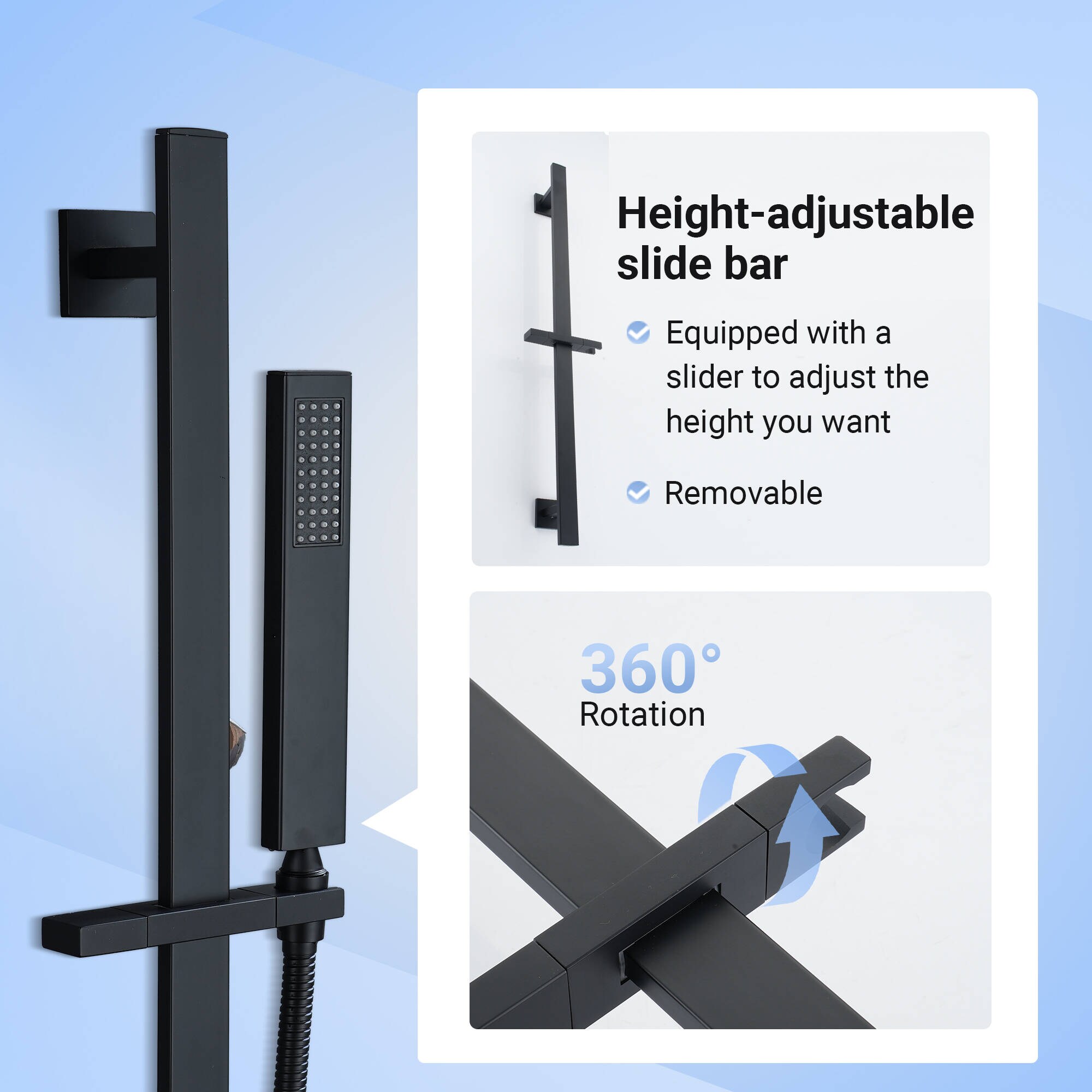 CASAINC WE-SS06MB Showerhead-Bar-Panels - View #5