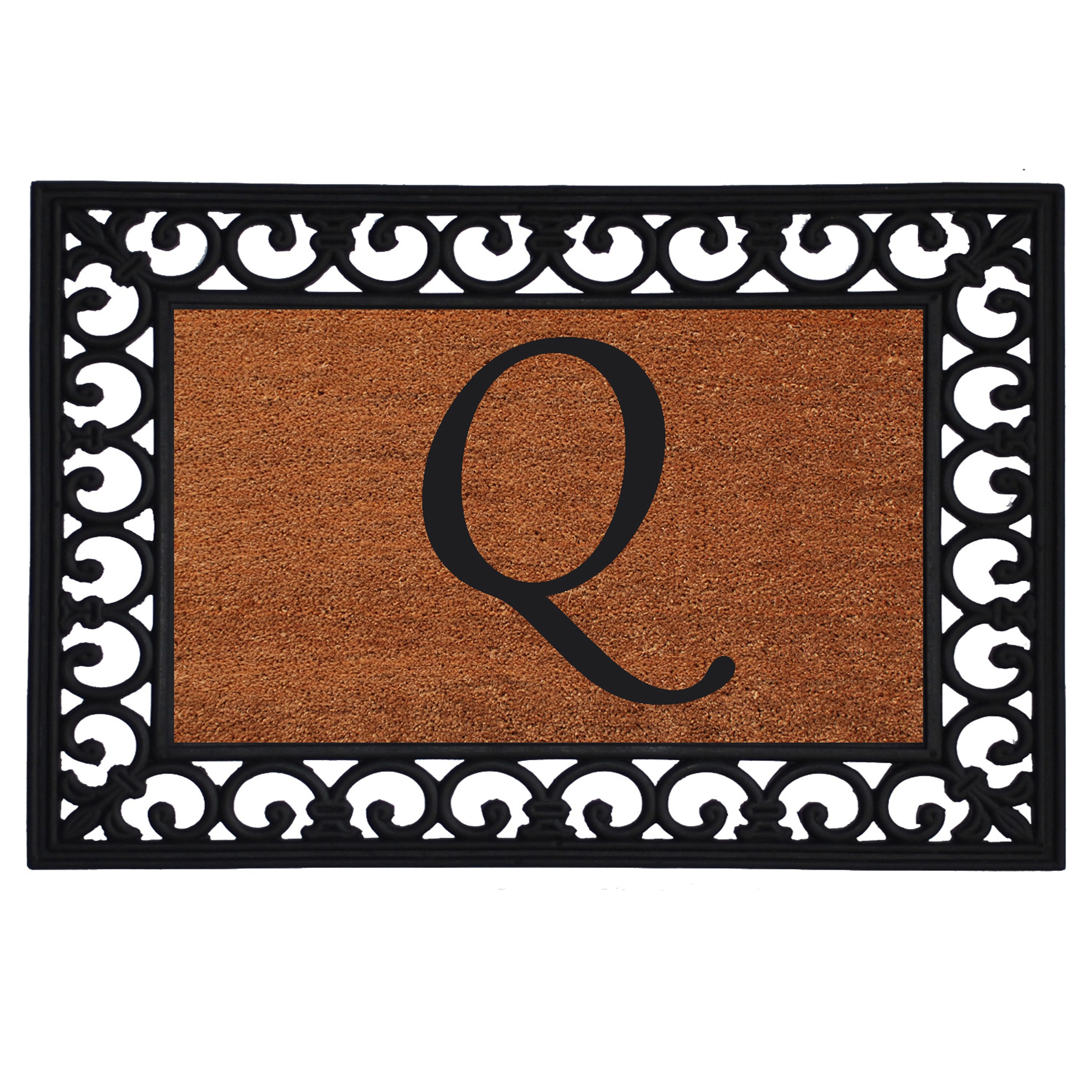Callowaymills 180041925Q 2-ft x 2-ft Natural/Black Coir/Rubber Rectangular Indoor or outdoor Decorative Door mat