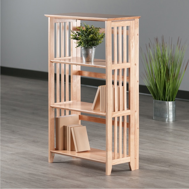 Natural Wood 3 Shelf Bookcase, 16 Wide Tall Bookcase