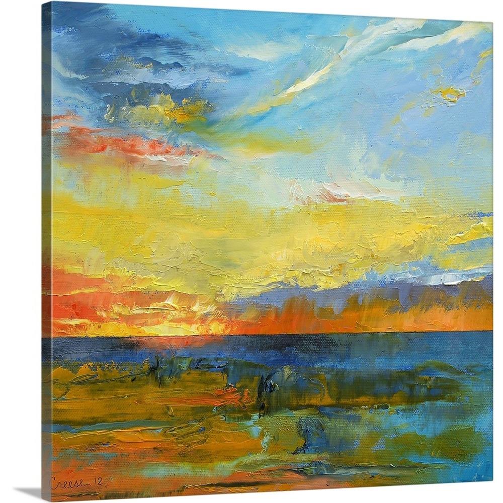 GreatBigCanvas 1985140-24-16X16 Turquoise Blue Sunset by Micha 16-in H x 16-in W Abstract Print on Canvas