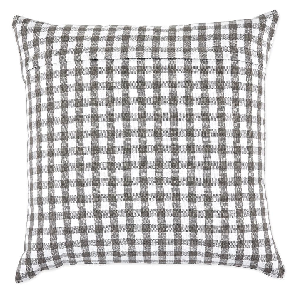 Gray and White Cotton Polyester Euro Gingham Check Pillowcase Set
