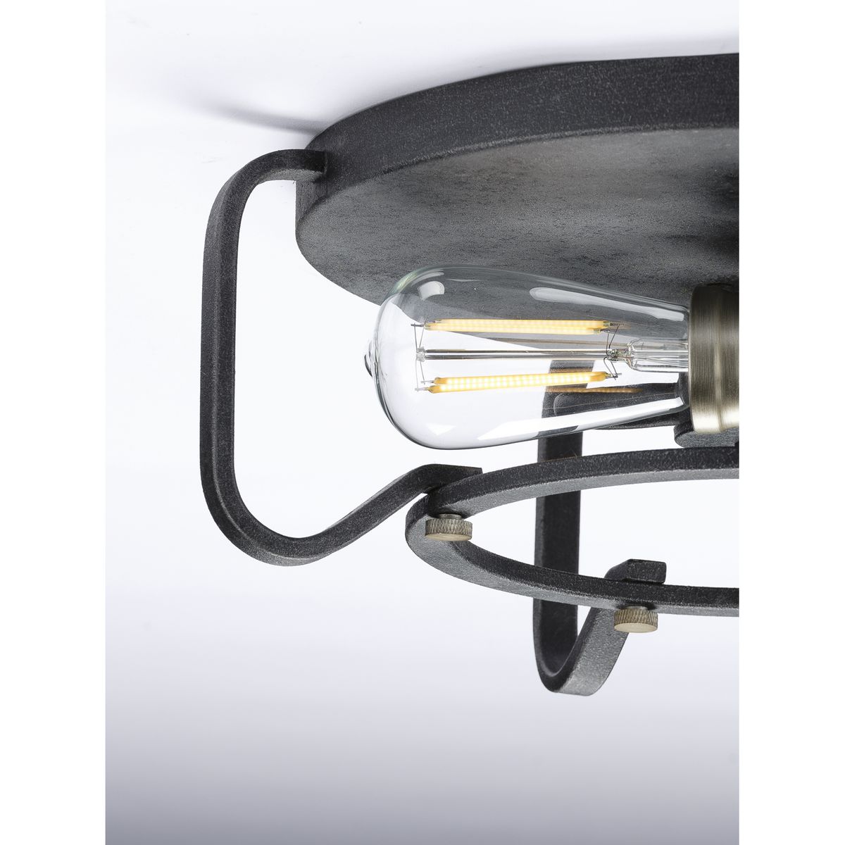 Foster 16" Black Iron 2-Light Flush Mount Ceiling Fixture