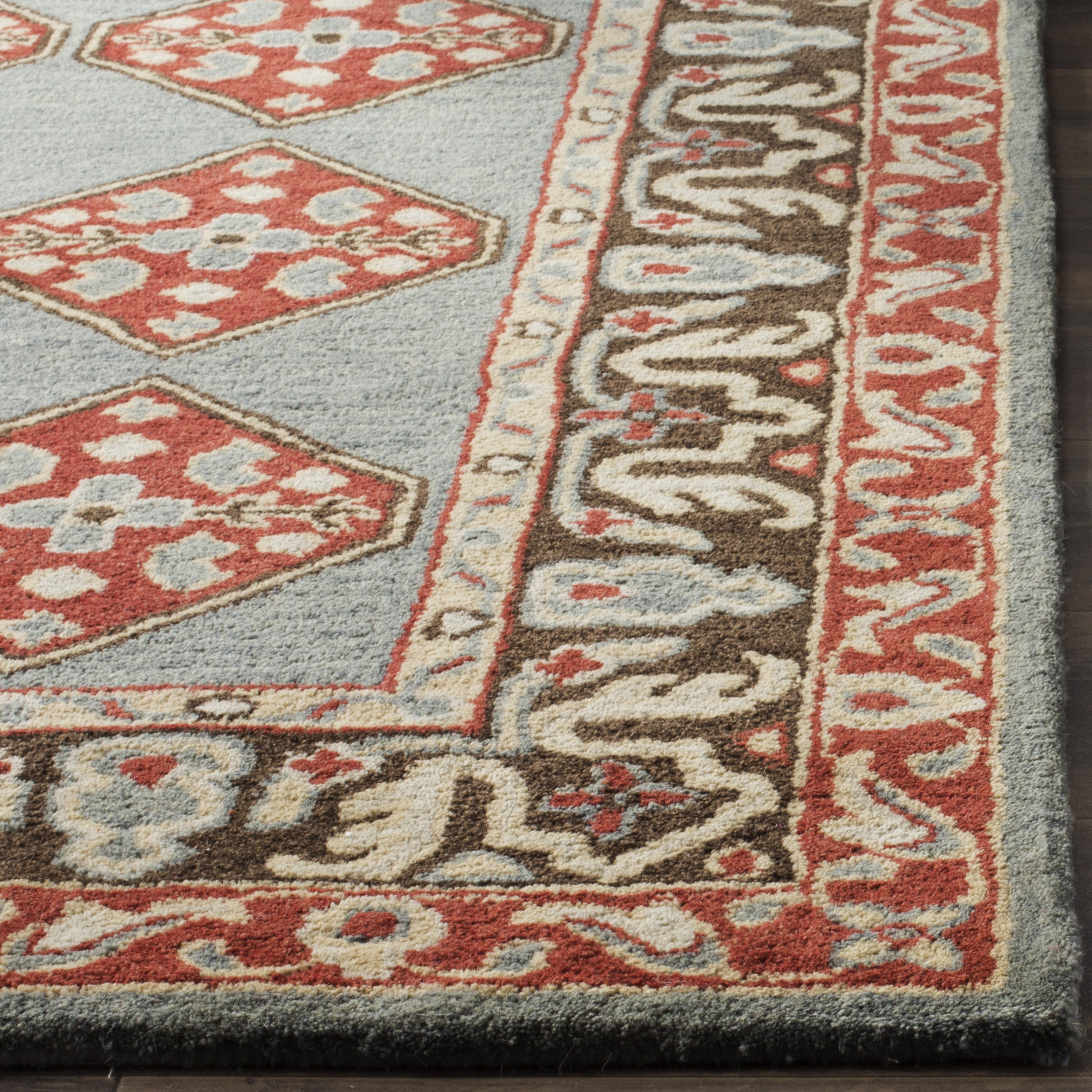 Heritage Blue and Charcoal Hand-Tufted Wool Runner Rug