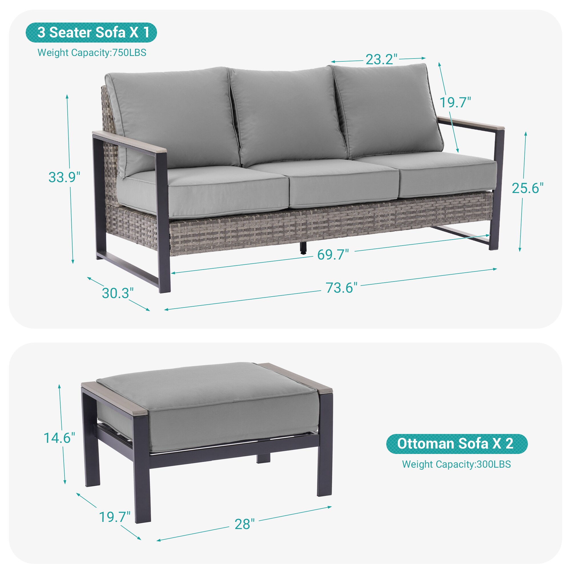 Sonkuki SD-R-HGY-120T2 Patio-Conversation-Sets - View #3