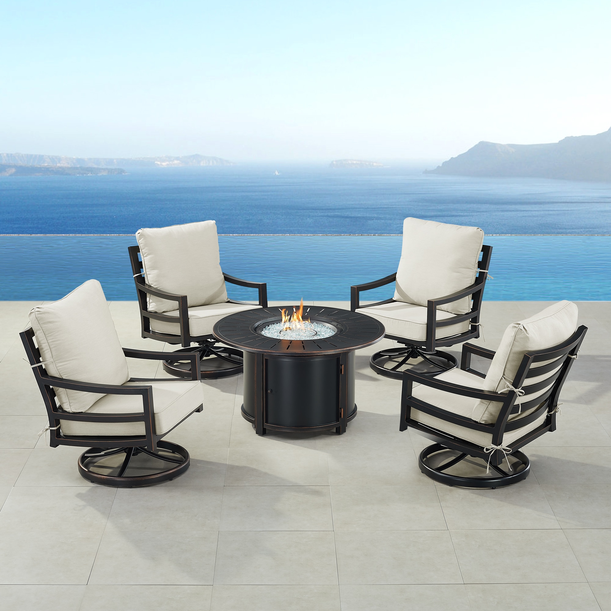 Oakland Living HUDSON4CHNOBULGCU 15-Piece Patio Conversation Set with Gray Cushions